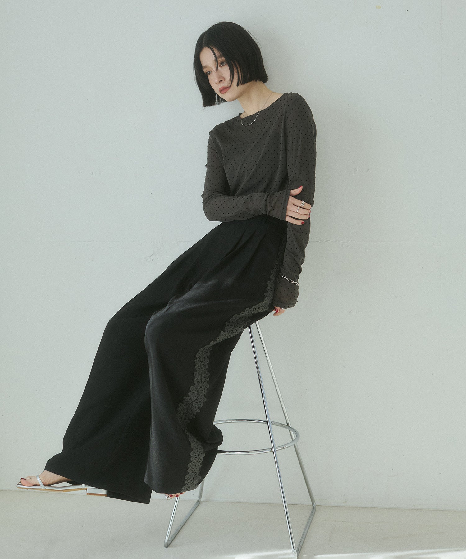 パワーネット フロッキードット シアートップス