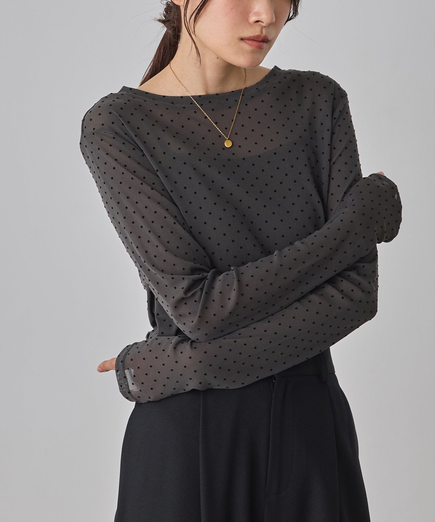 パワーネット フロッキードット シアートップス