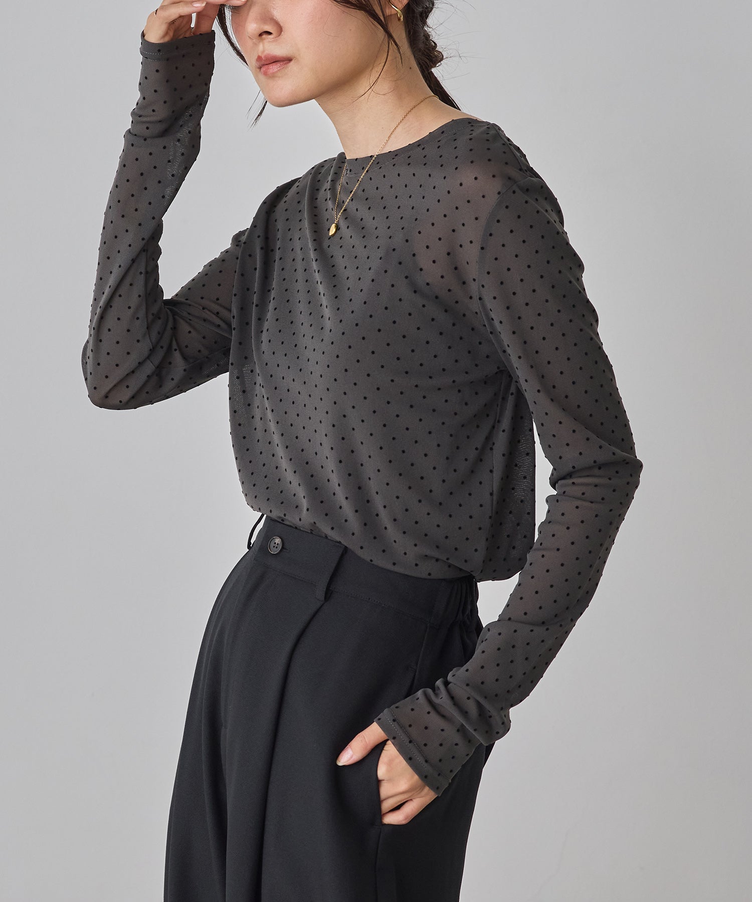 パワーネット フロッキードット シアートップス