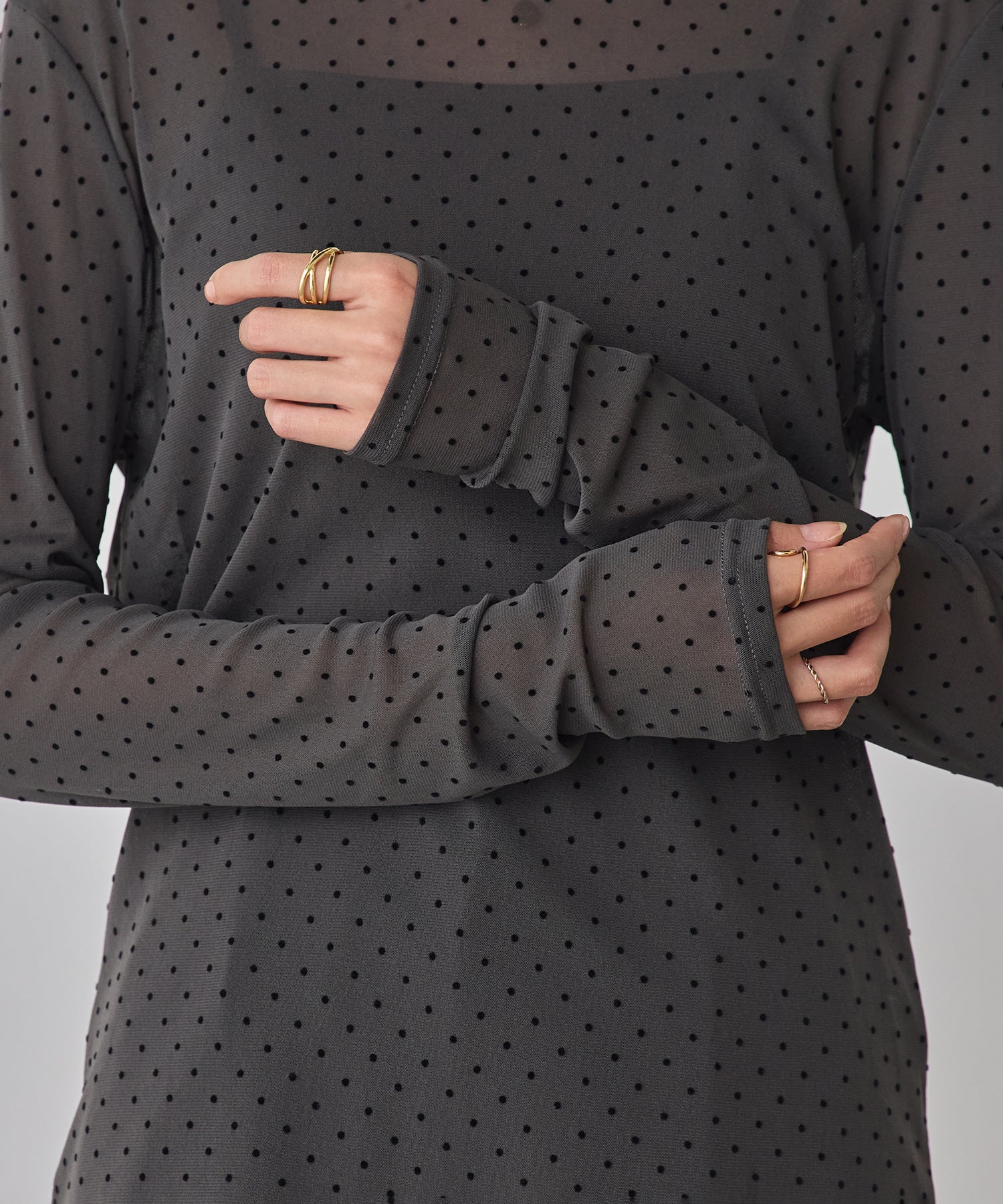 パワーネット フロッキードット シアートップス