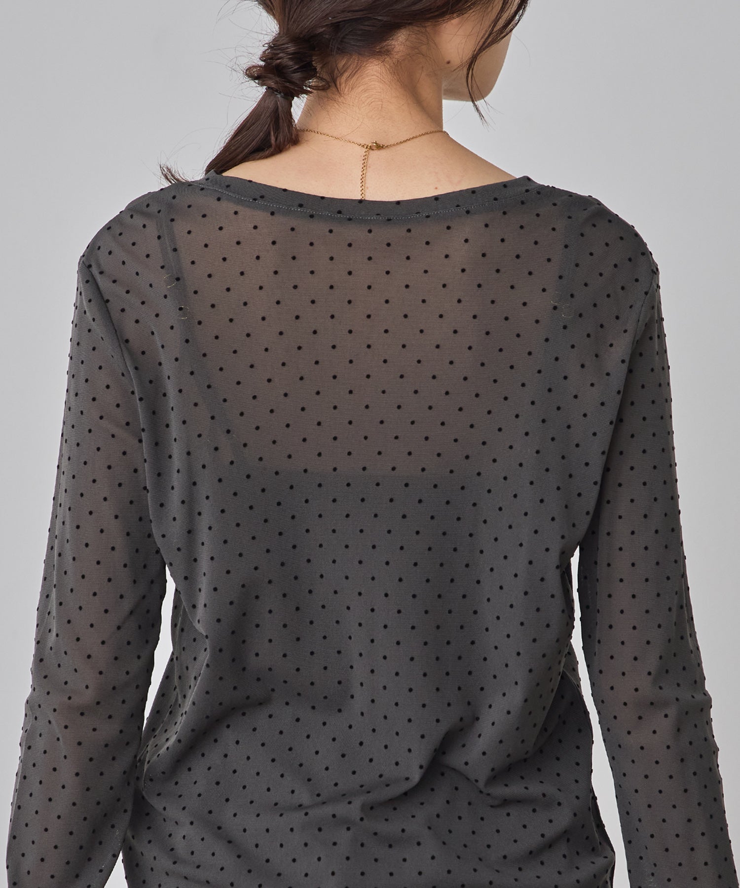 パワーネット フロッキードット シアートップス