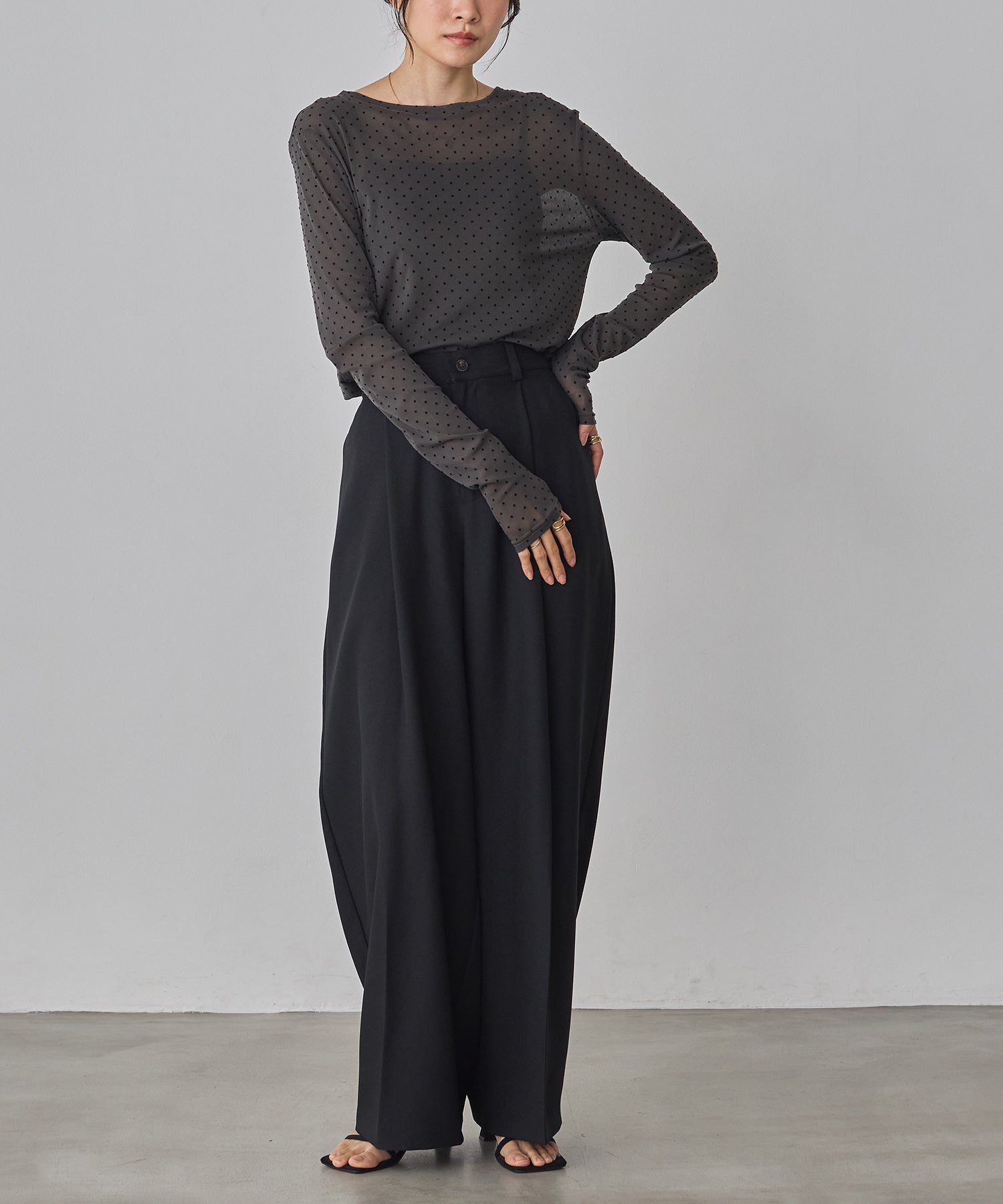 パワーネット フロッキードット シアートップス