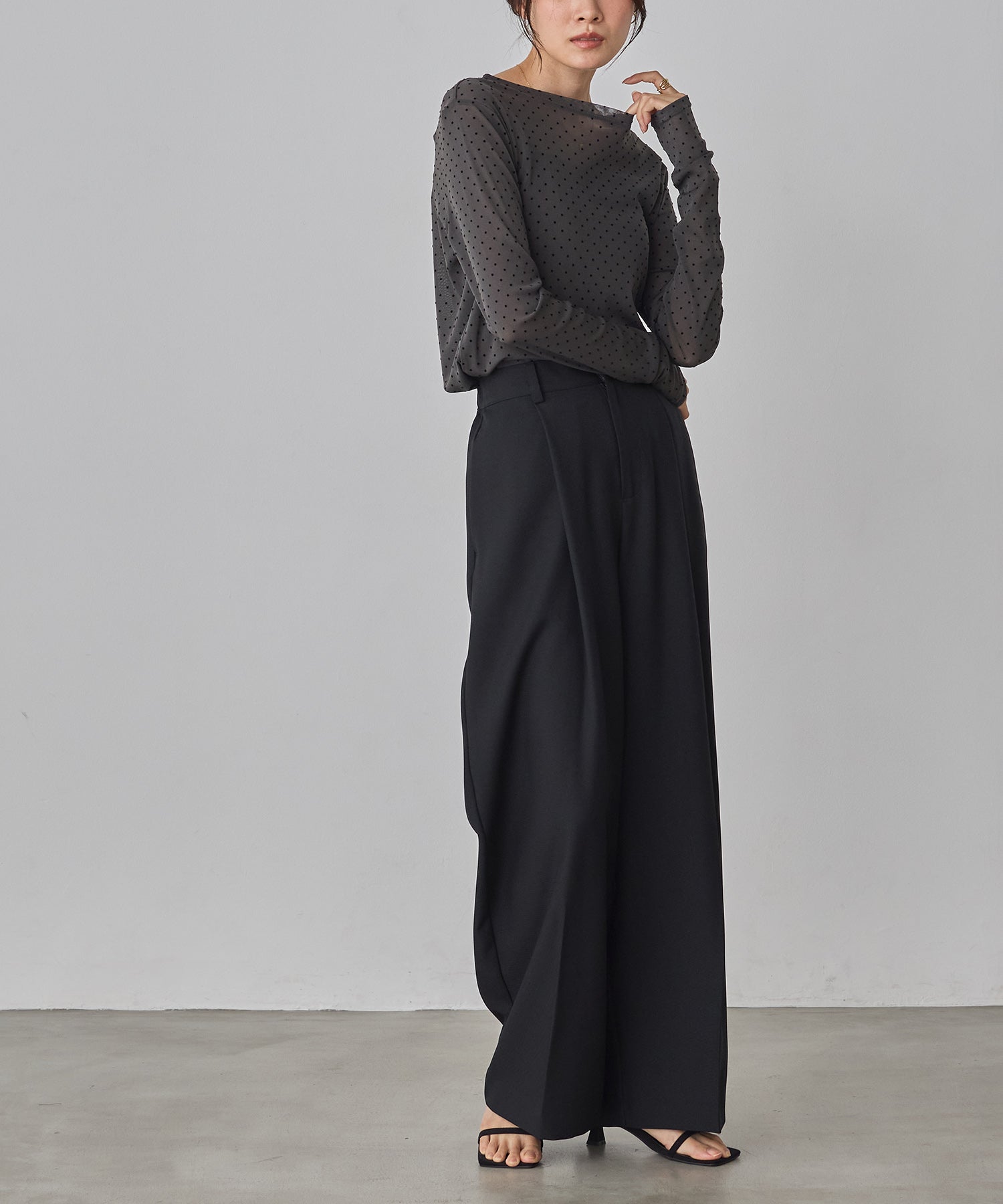 パワーネット フロッキードット シアートップス