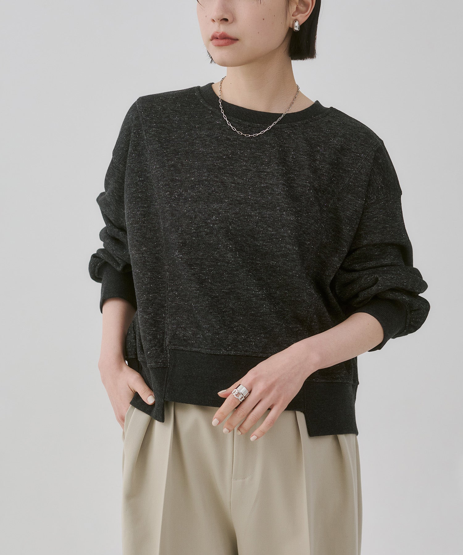 ラメ裏毛 デザインスウェット