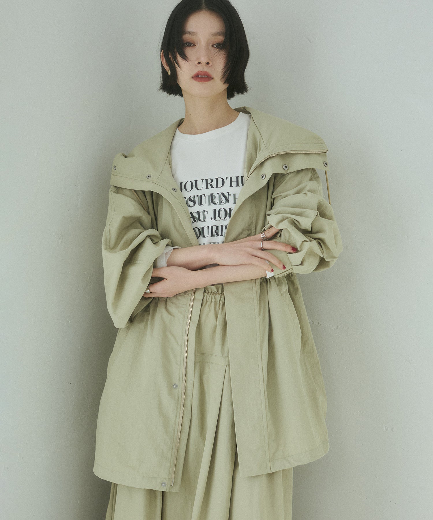 チュールレイヤード プリントロンT