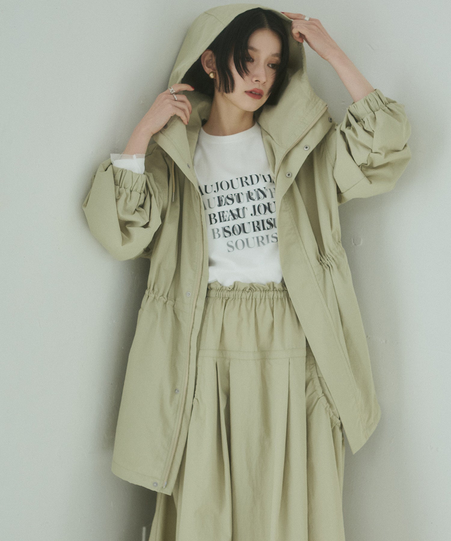 TULLE LAYERED PRINT LONG T-SHIRT
