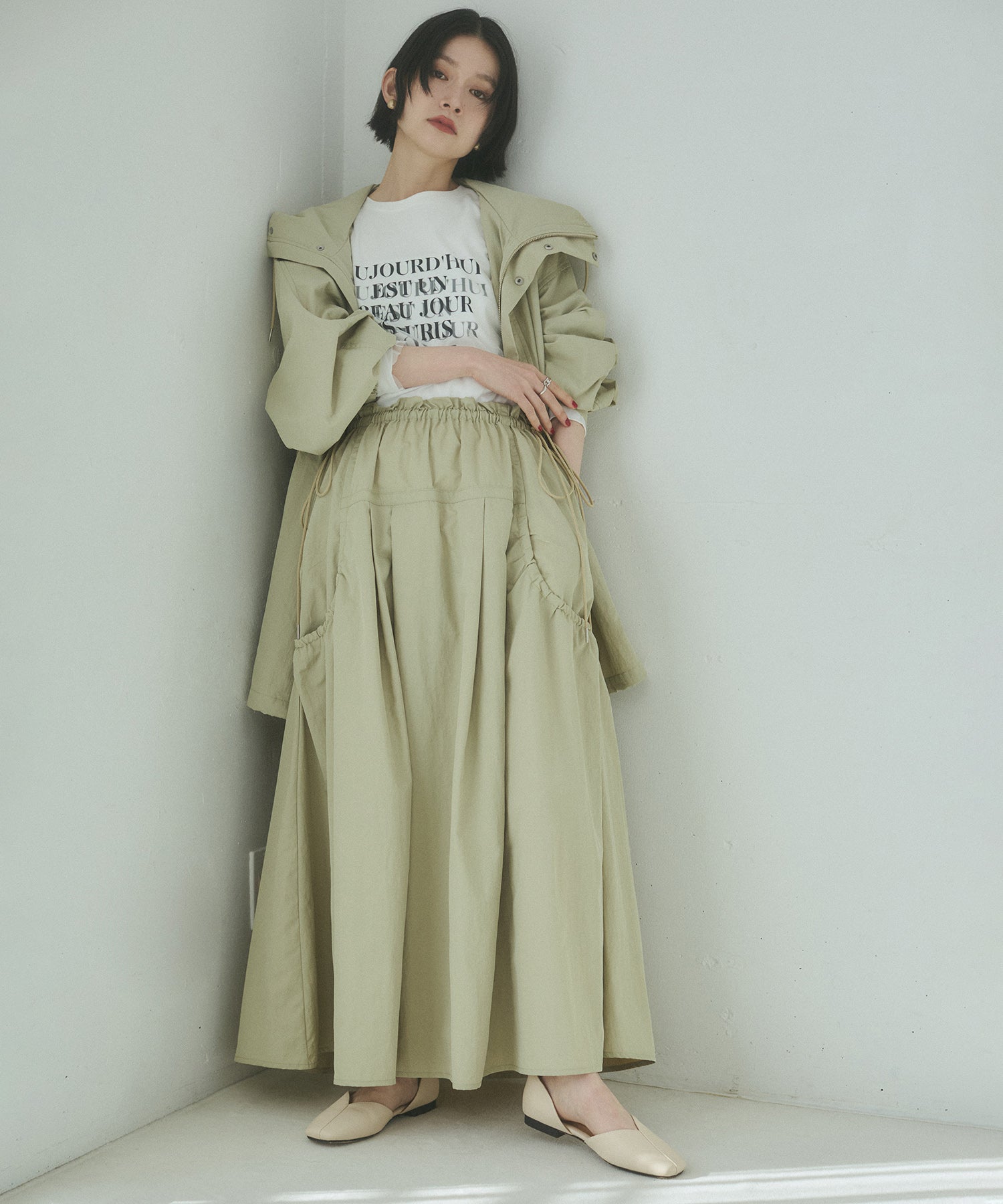 TULLE LAYERED PRINT LONG T-SHIRT