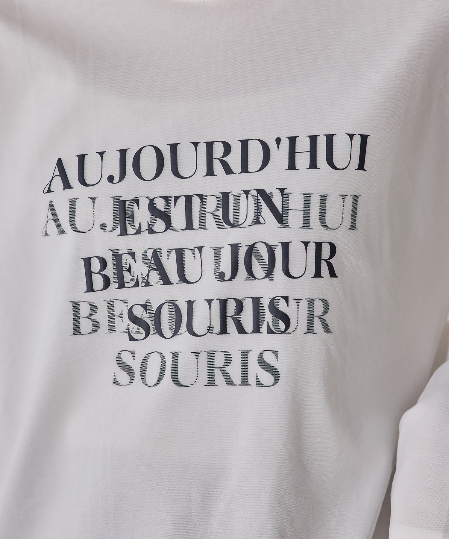 TULLE LAYERED PRINT LONG T-SHIRT