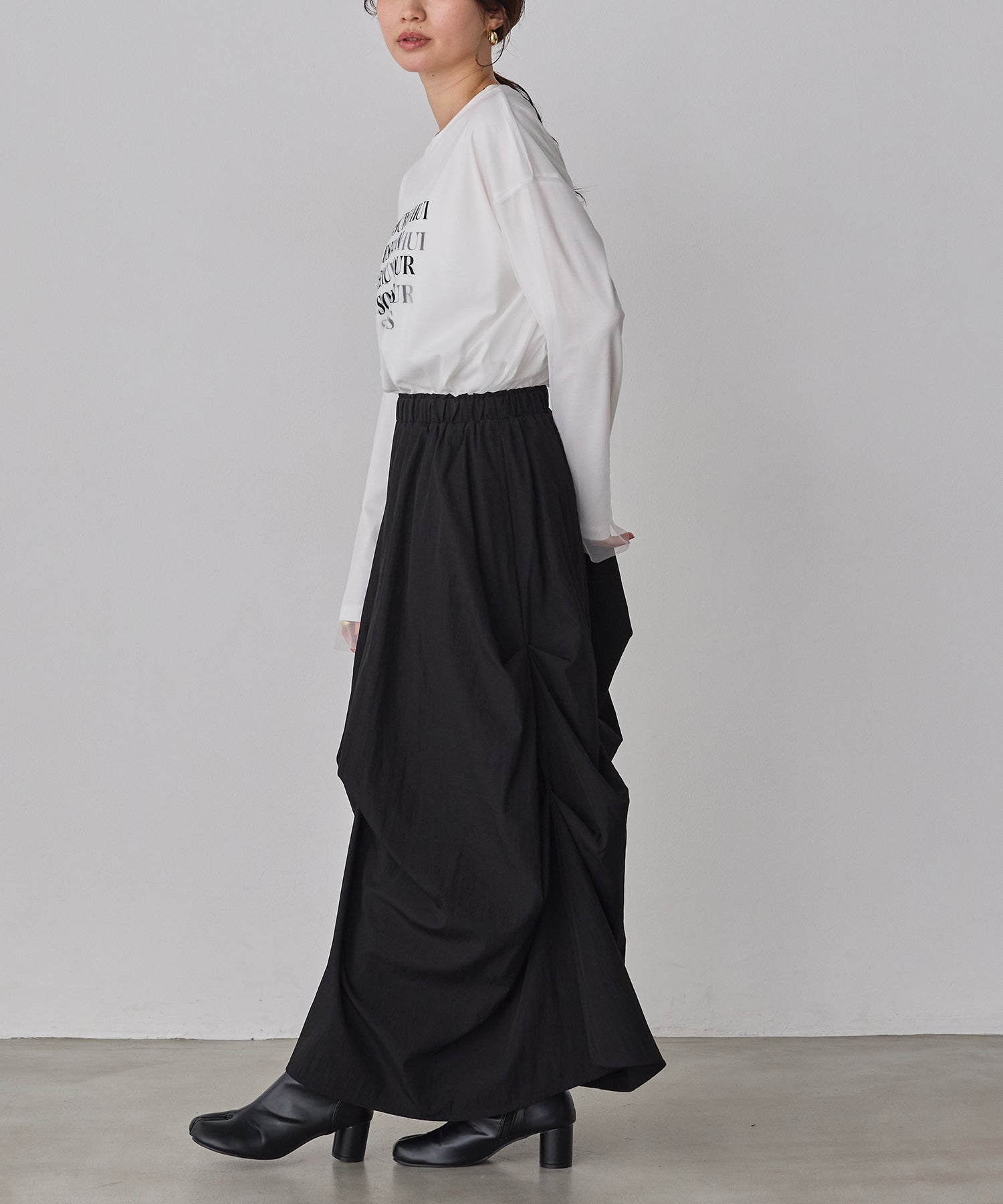 TULLE LAYERED PRINT LONG T-SHIRT