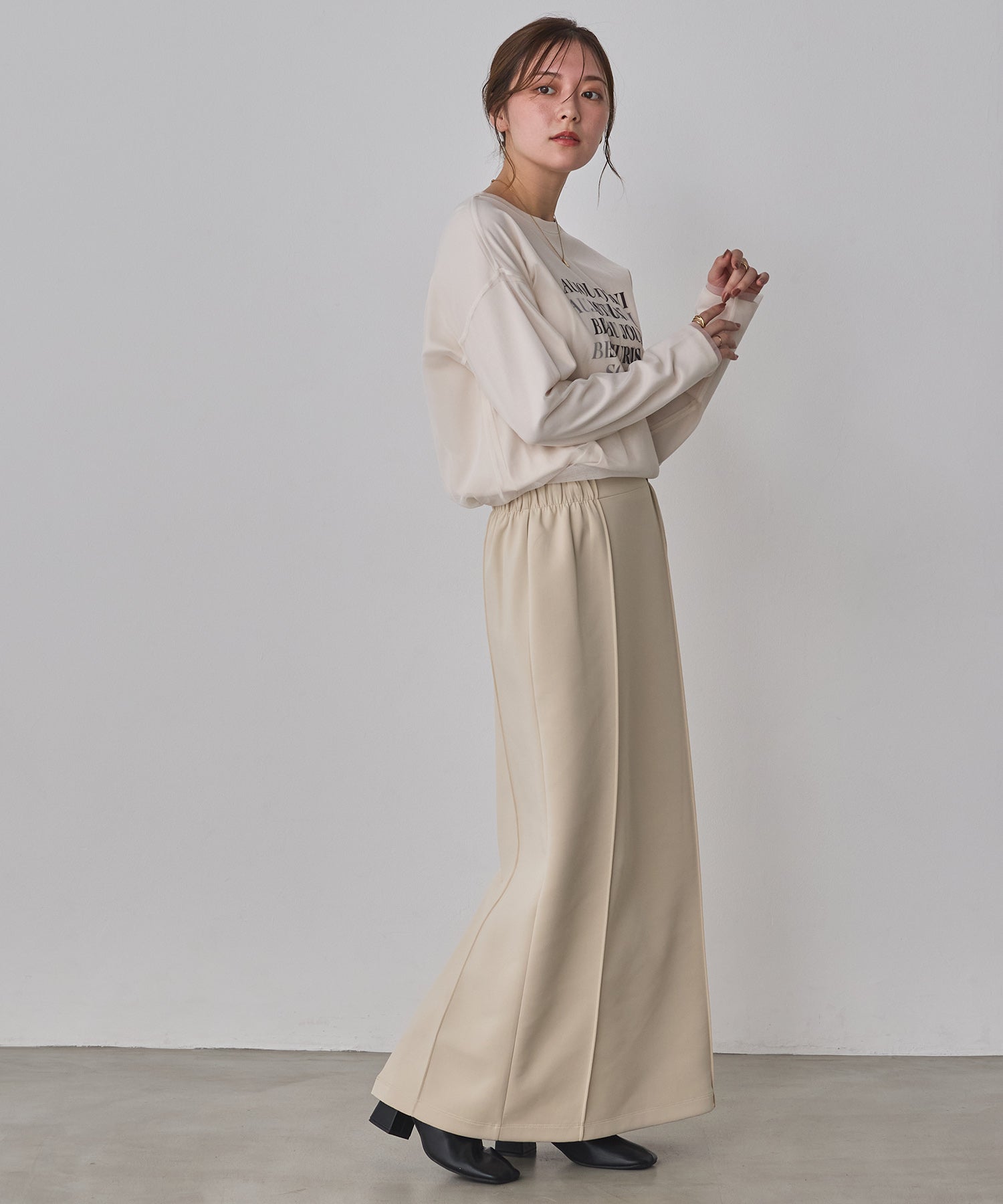 TULLE LAYERED PRINT LONG T-SHIRT