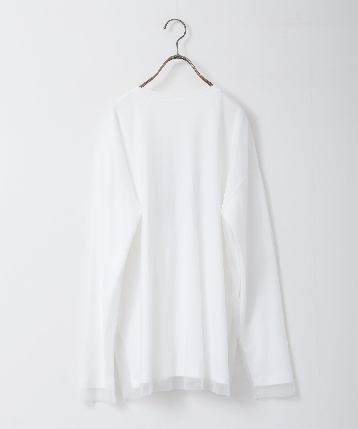 TULLE LAYERED PRINT LONG T-SHIRT