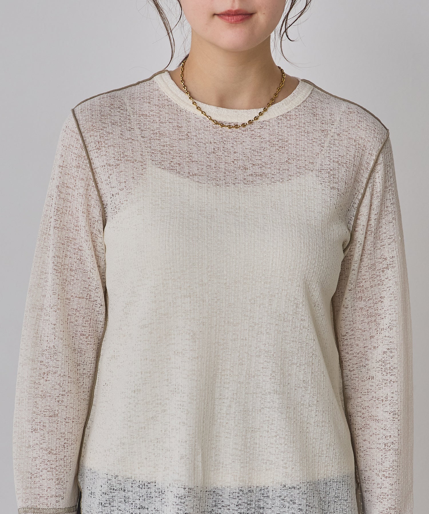 配色メロウ リブシアートップス