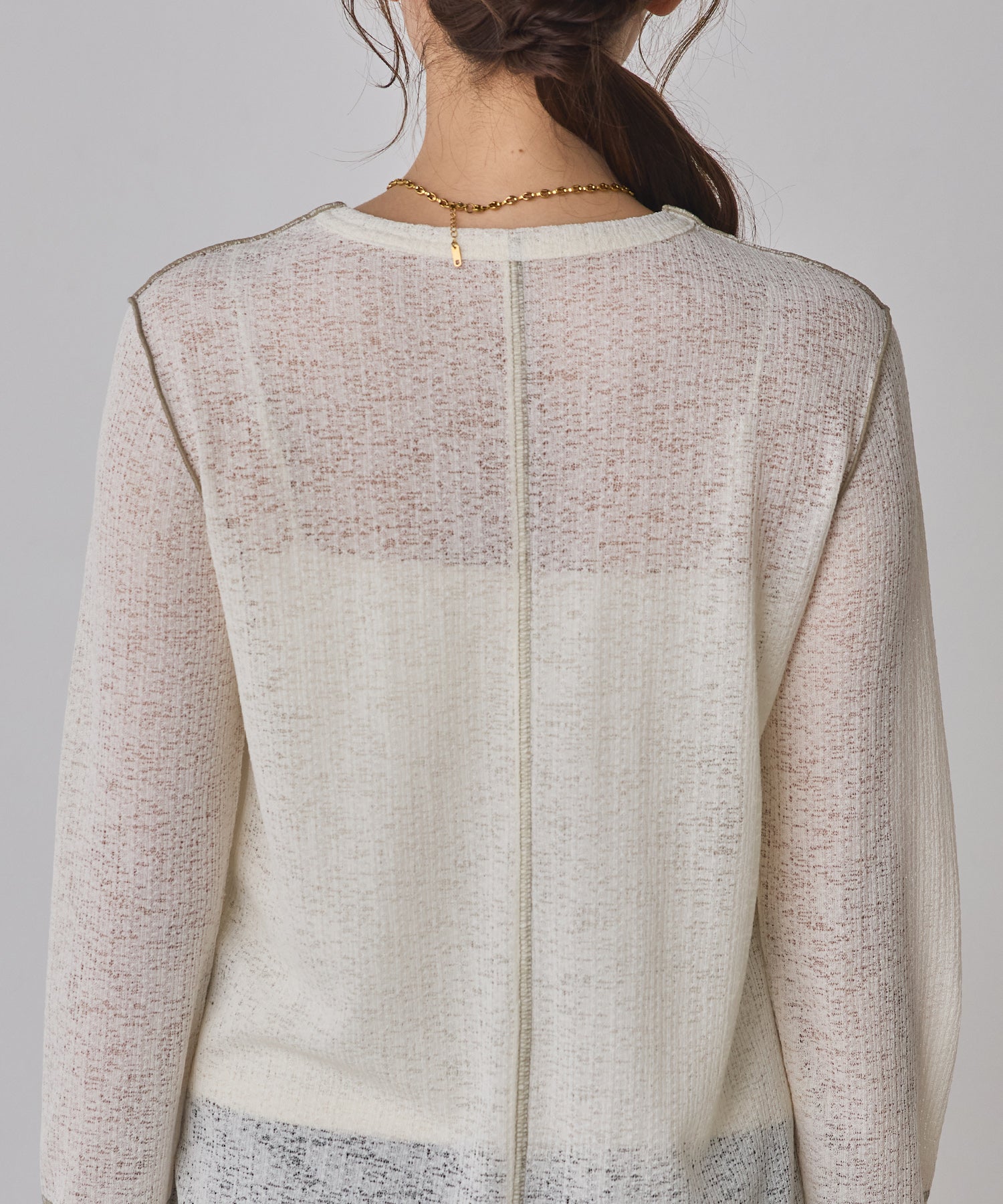 配色メロウ リブシアートップス