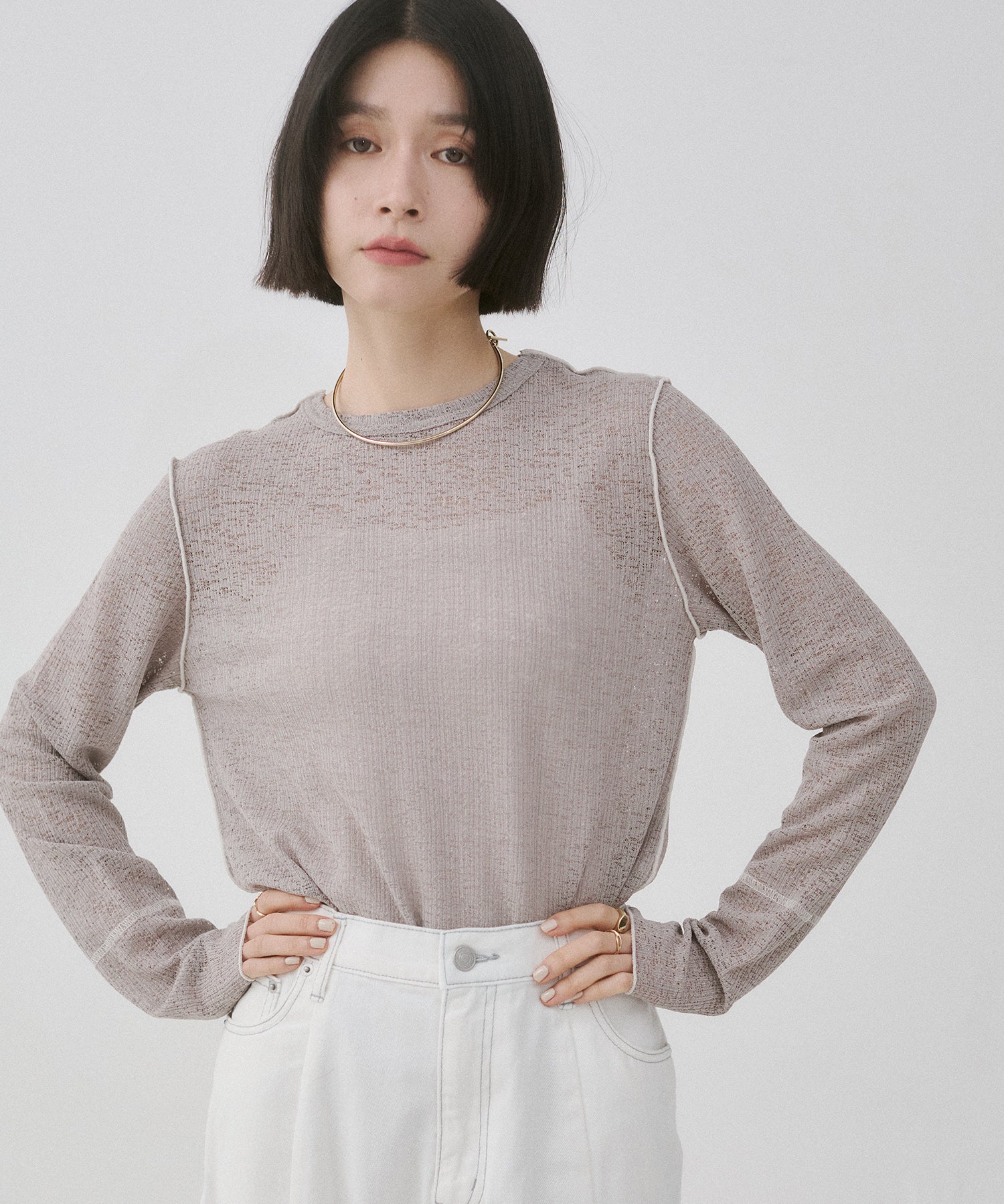 BICOLOR RIB SHEER TOPS