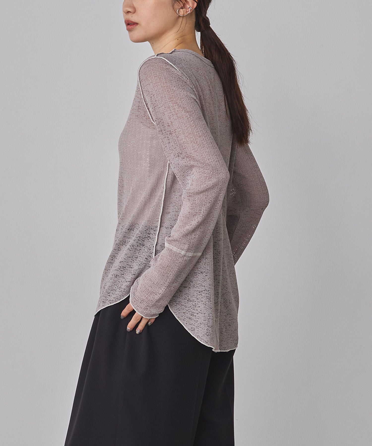 配色メロウ リブシアートップス