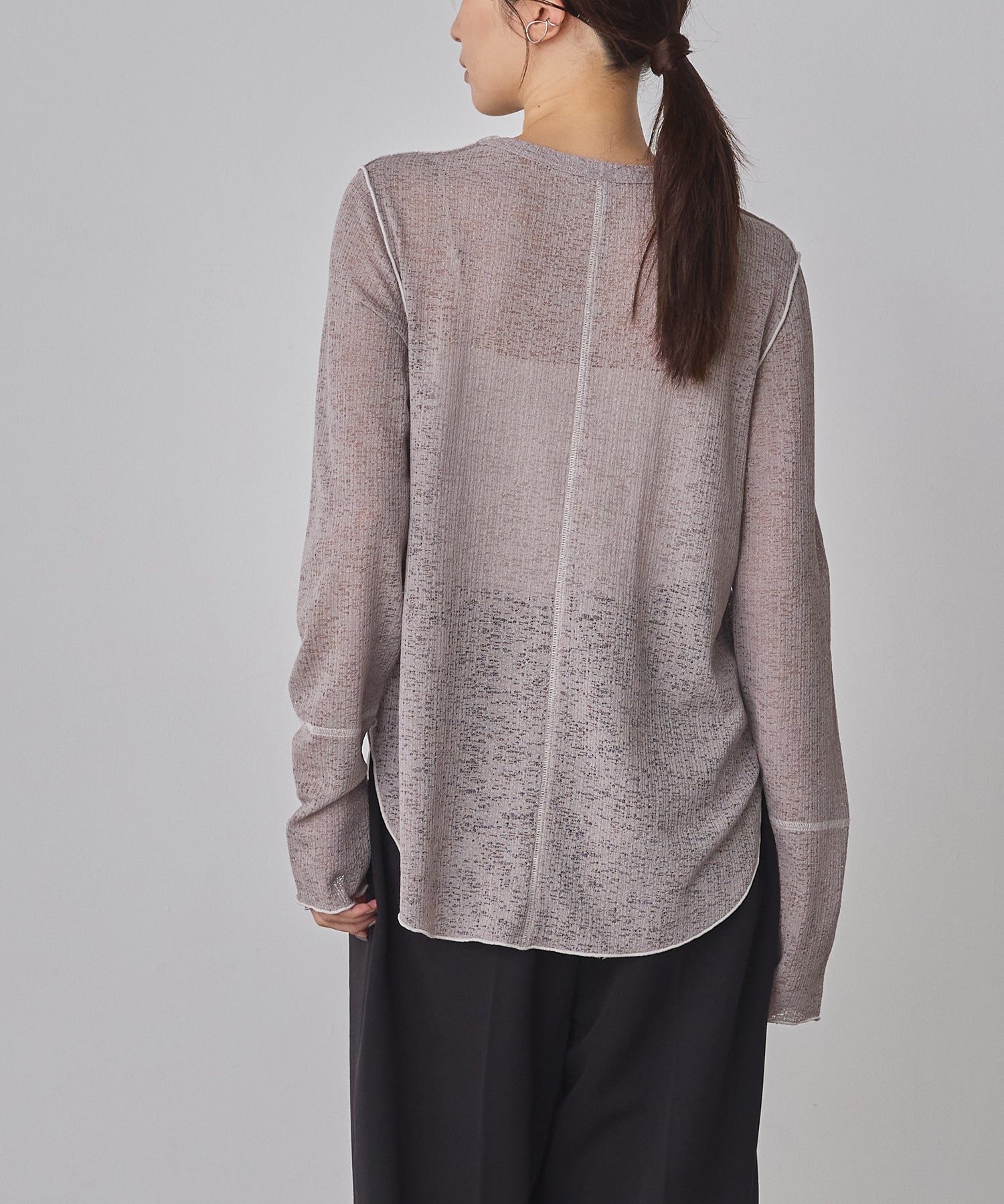 配色メロウ リブシアートップス