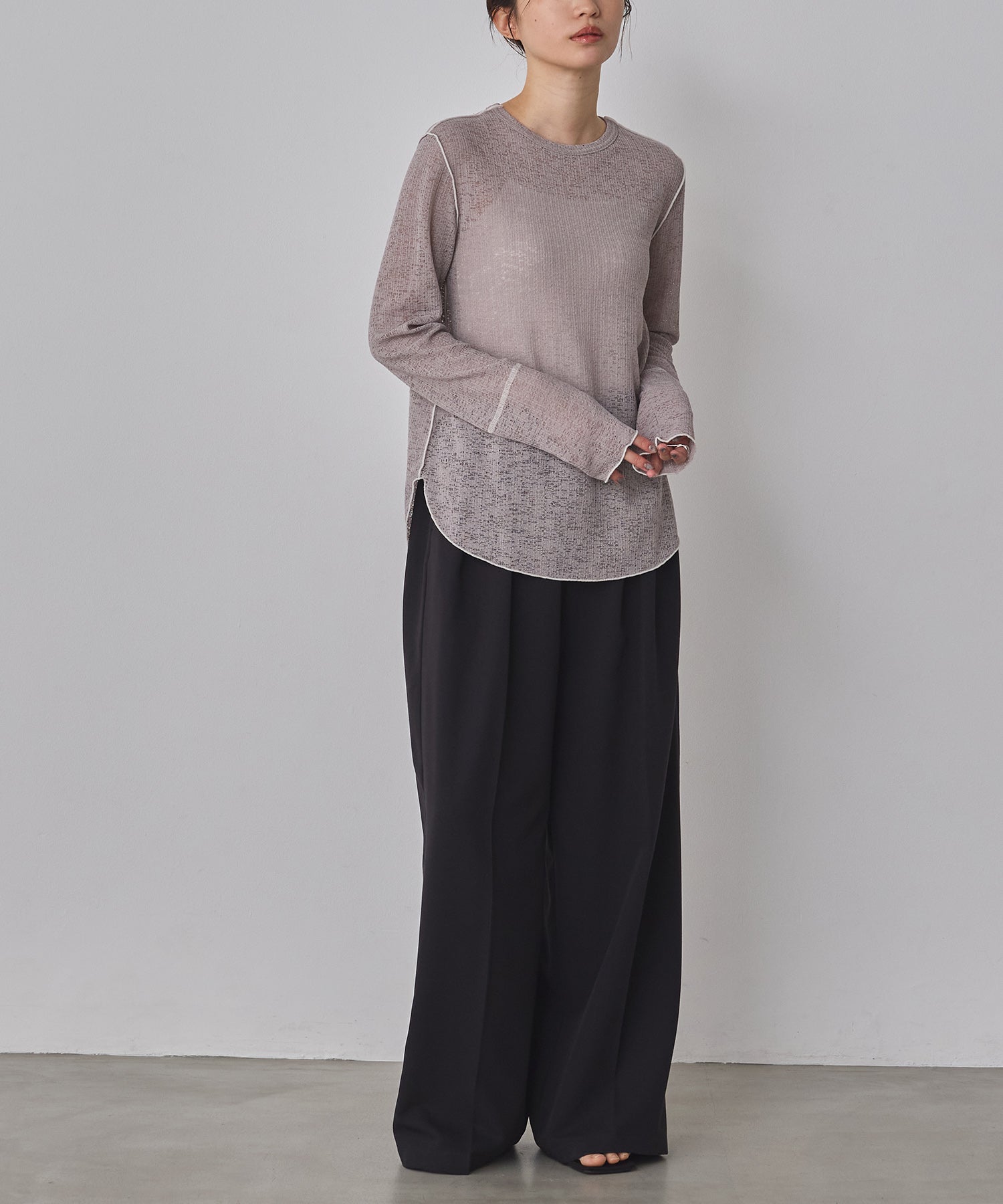 配色メロウ リブシアートップス