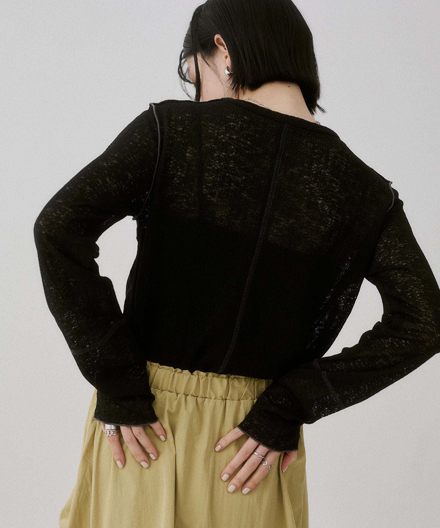 配色メロウ リブシアートップス