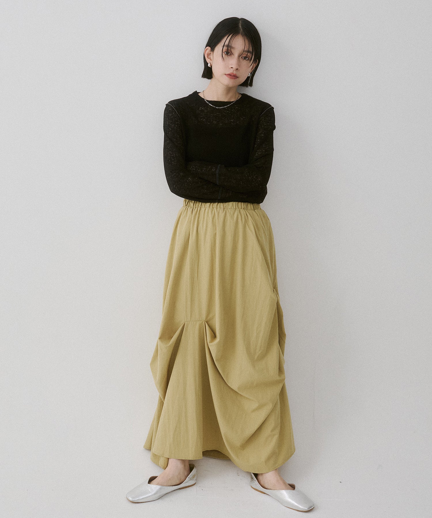 配色メロウ リブシアートップス