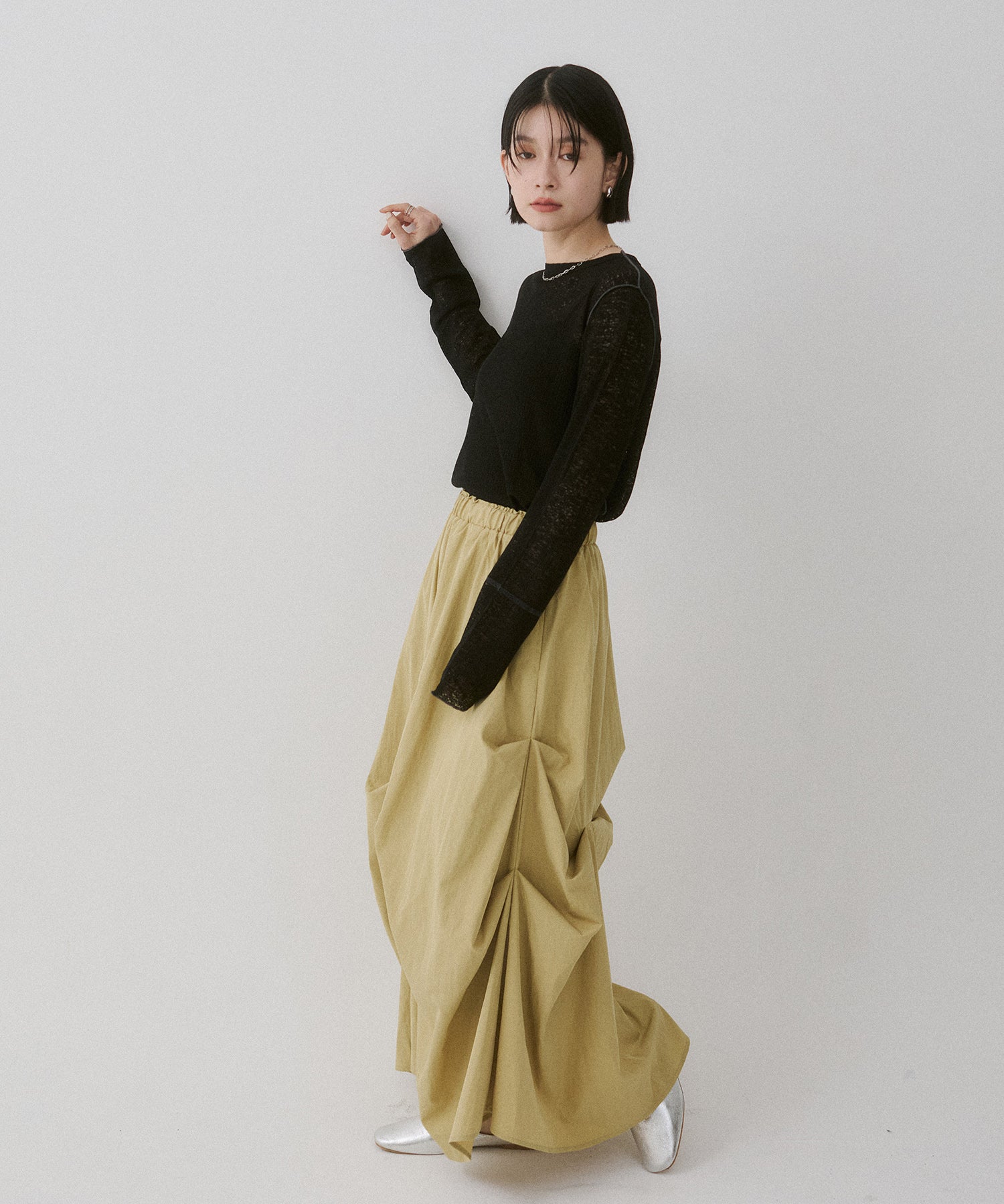 配色メロウ リブシアートップス