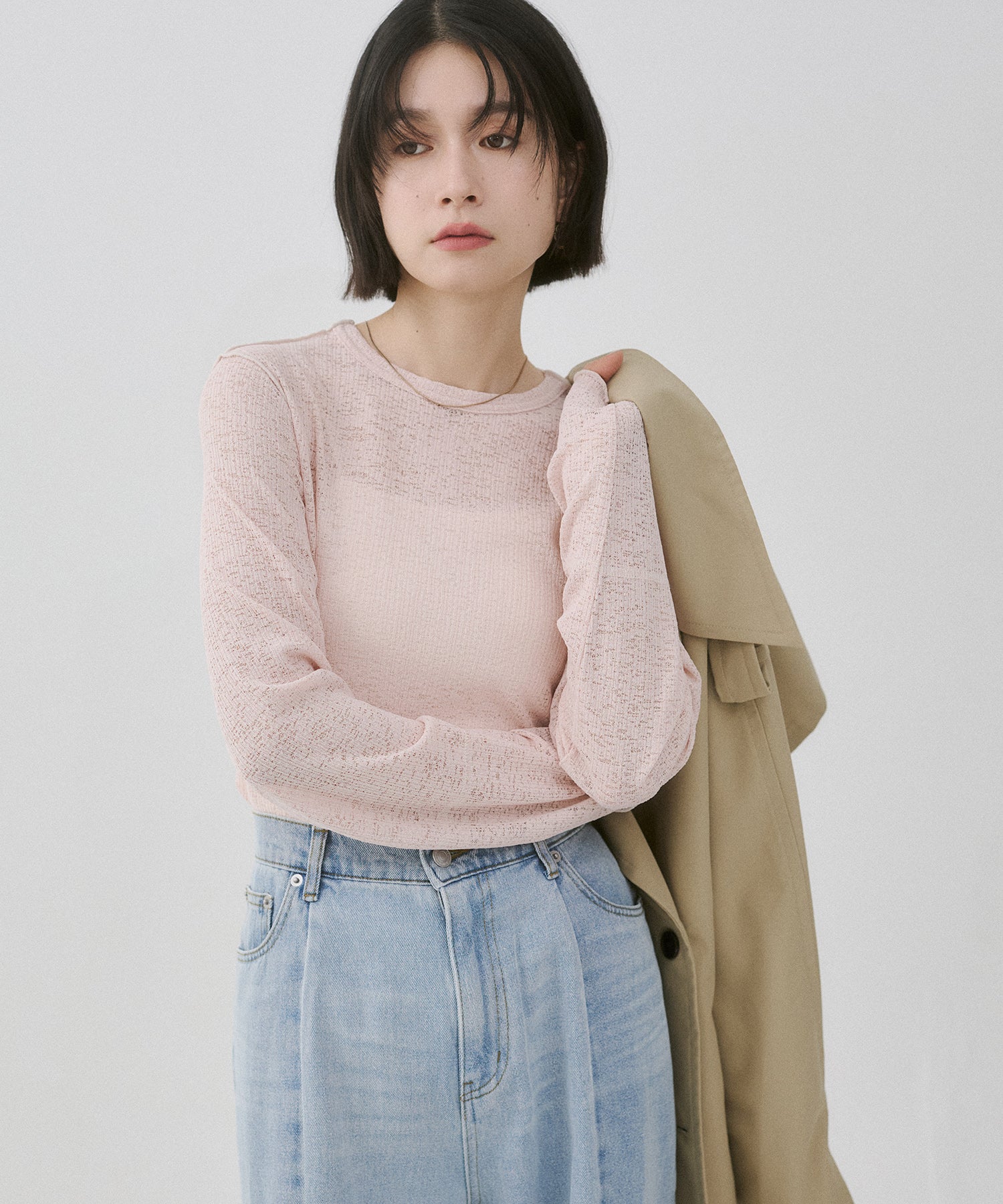 BICOLOR RIB SHEER TOPS