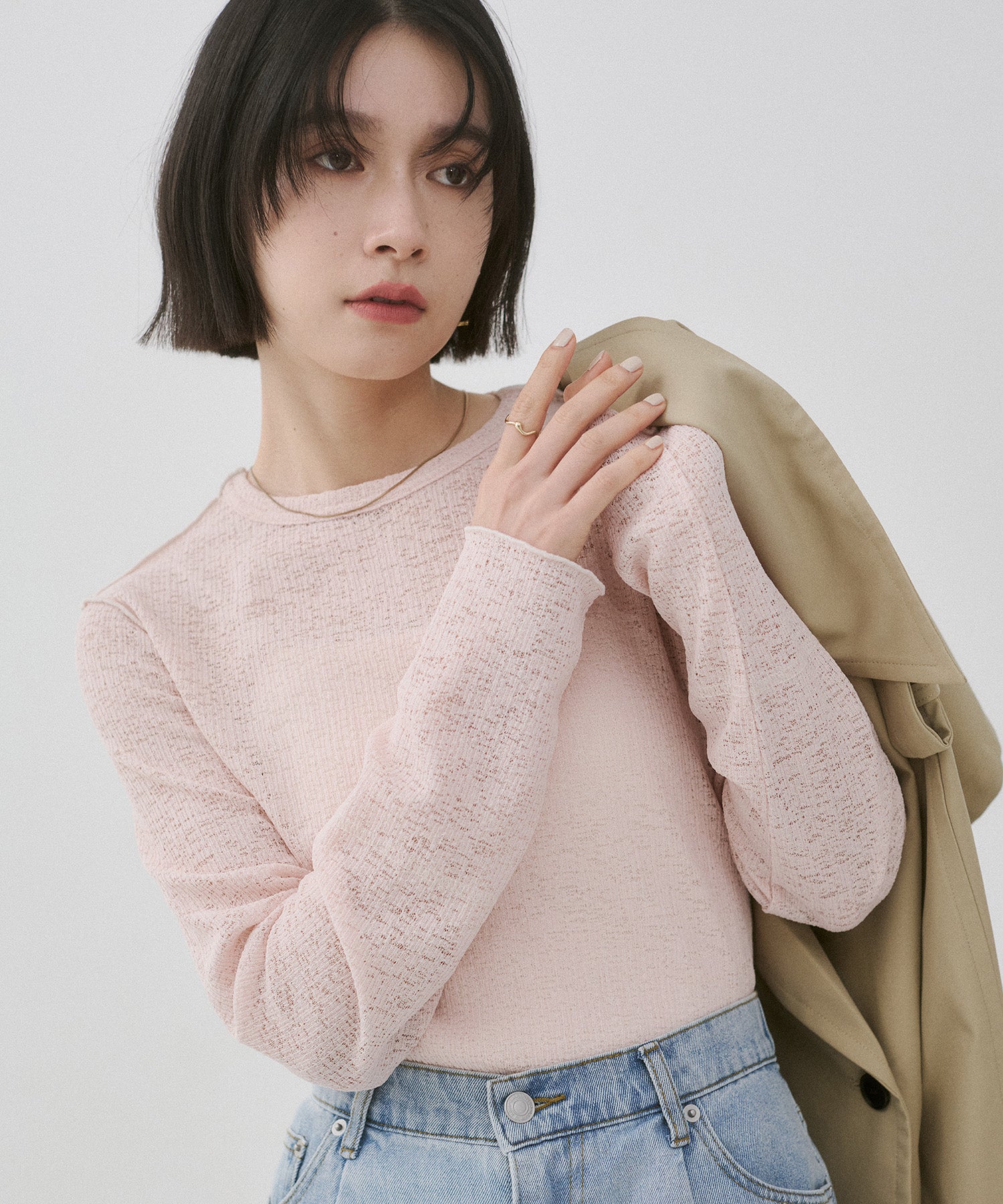 BICOLOR RIB SHEER TOPS