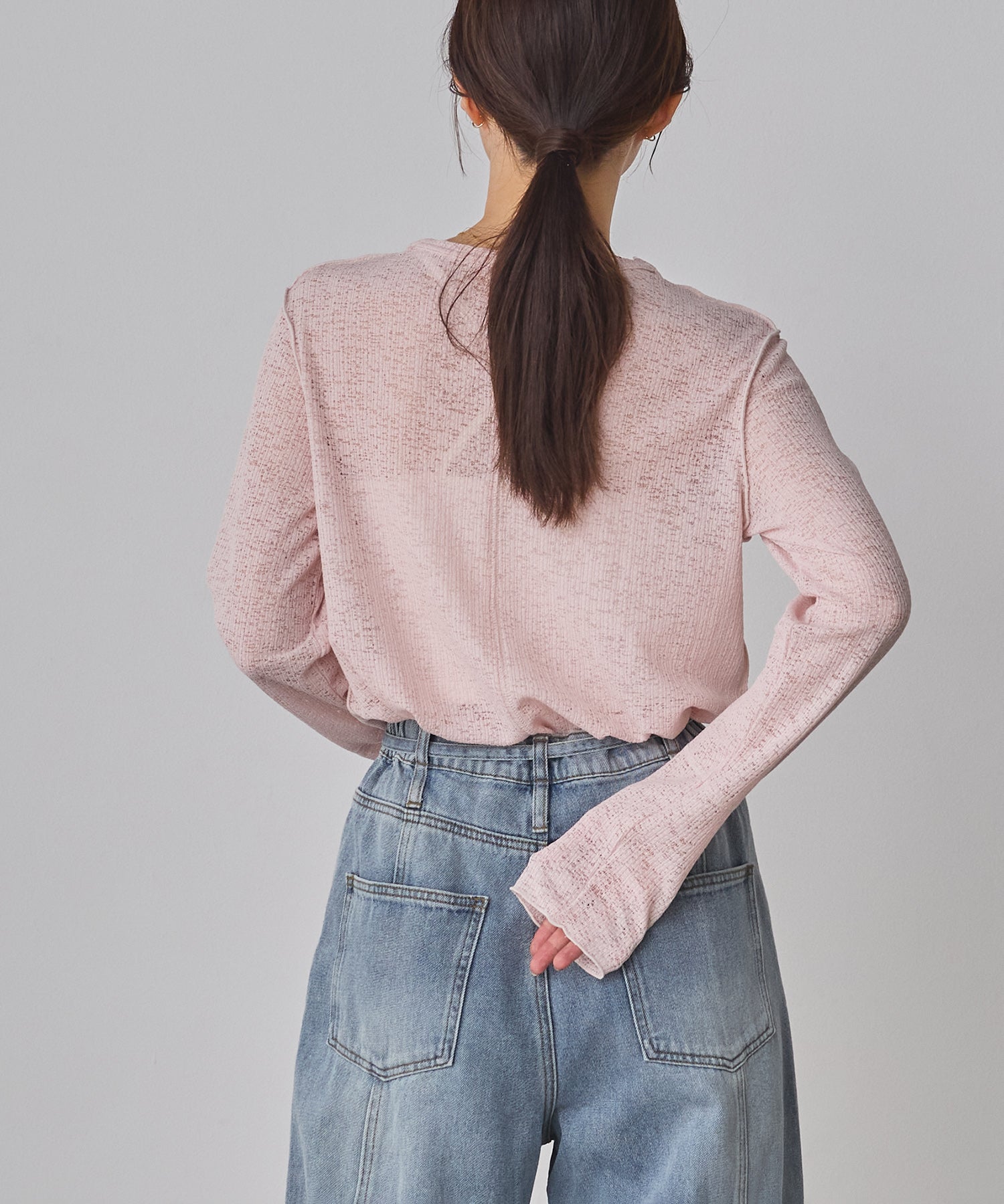 配色メロウ リブシアートップス