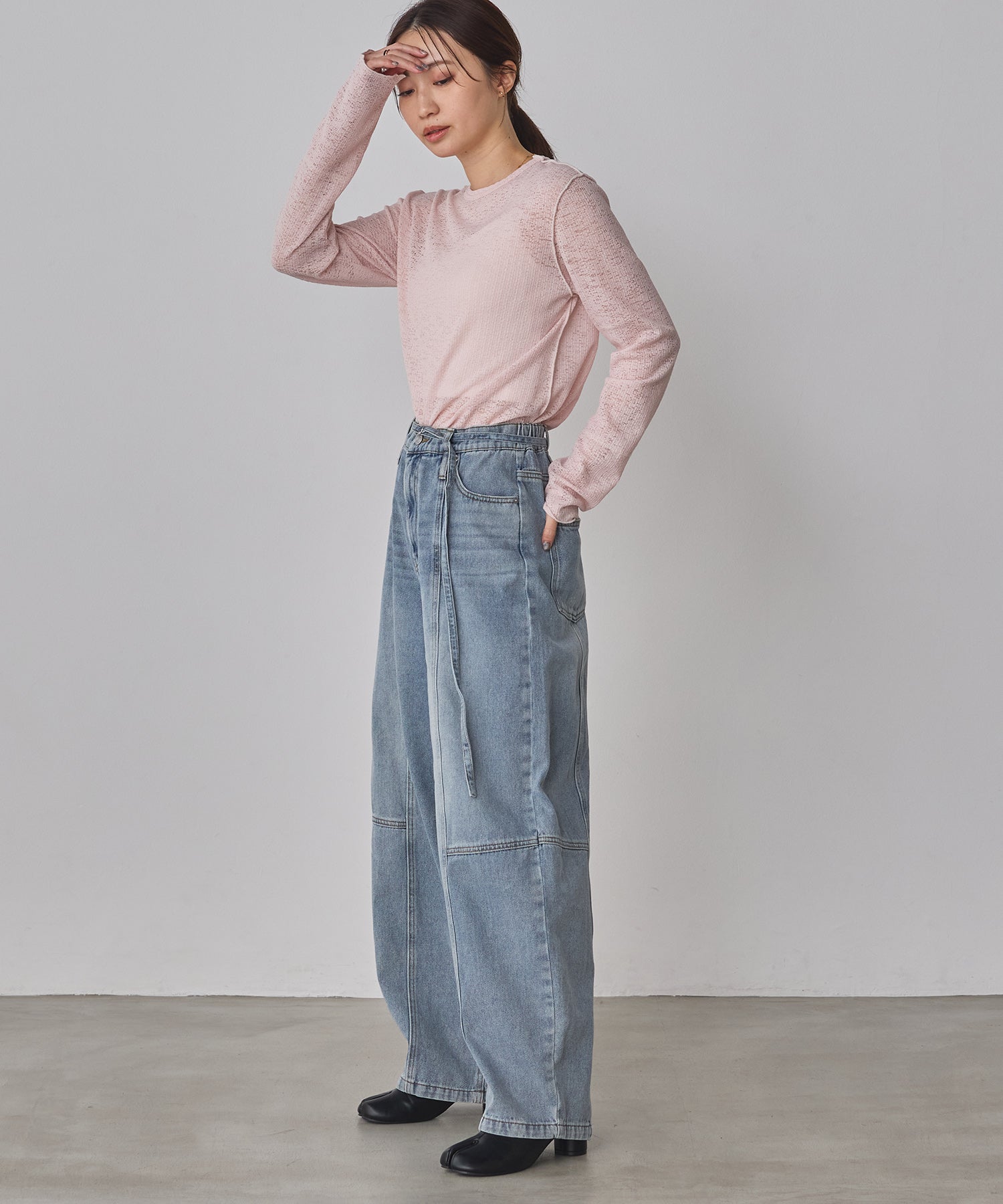 配色メロウ リブシアートップス