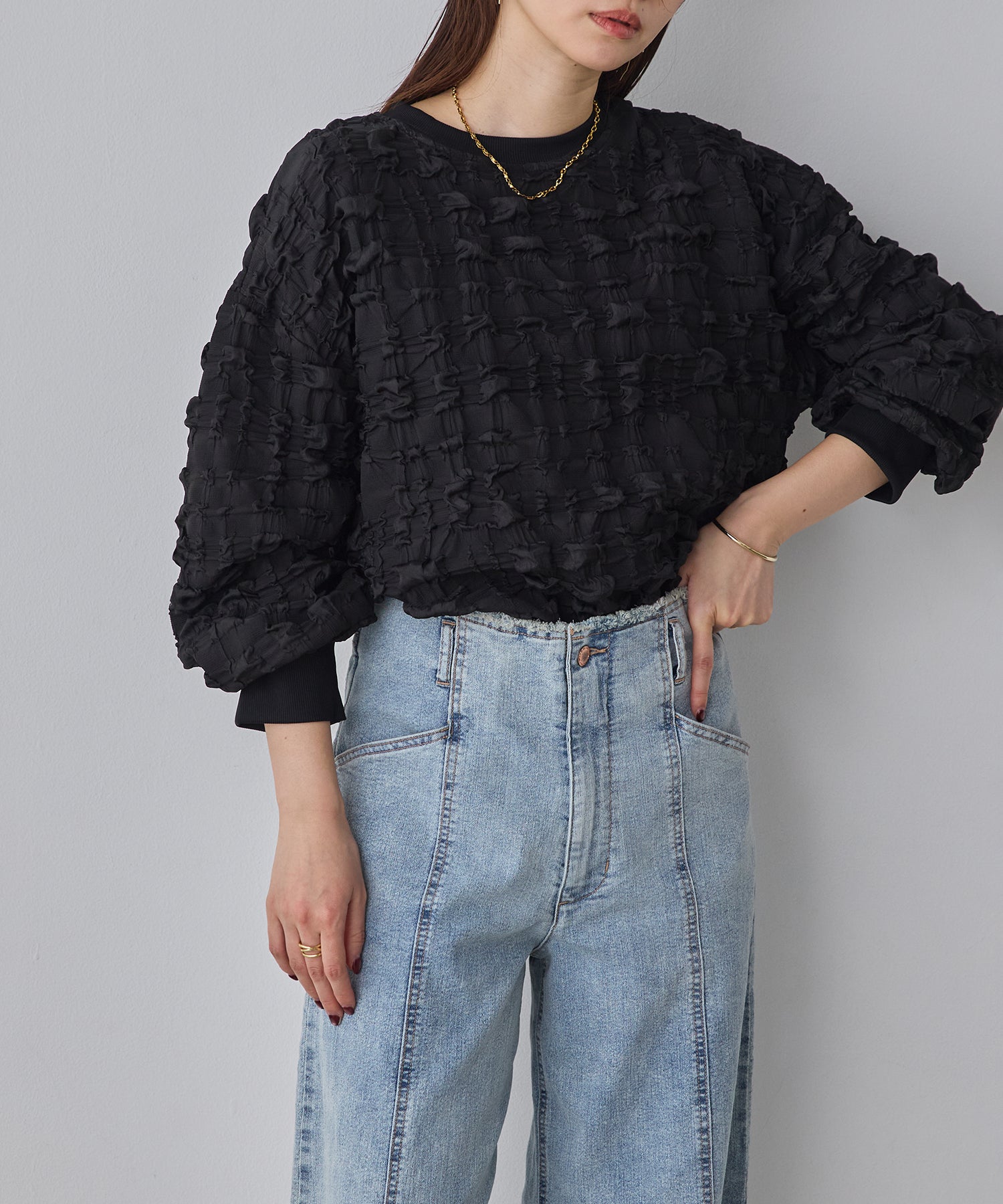 カットジャガード トップス