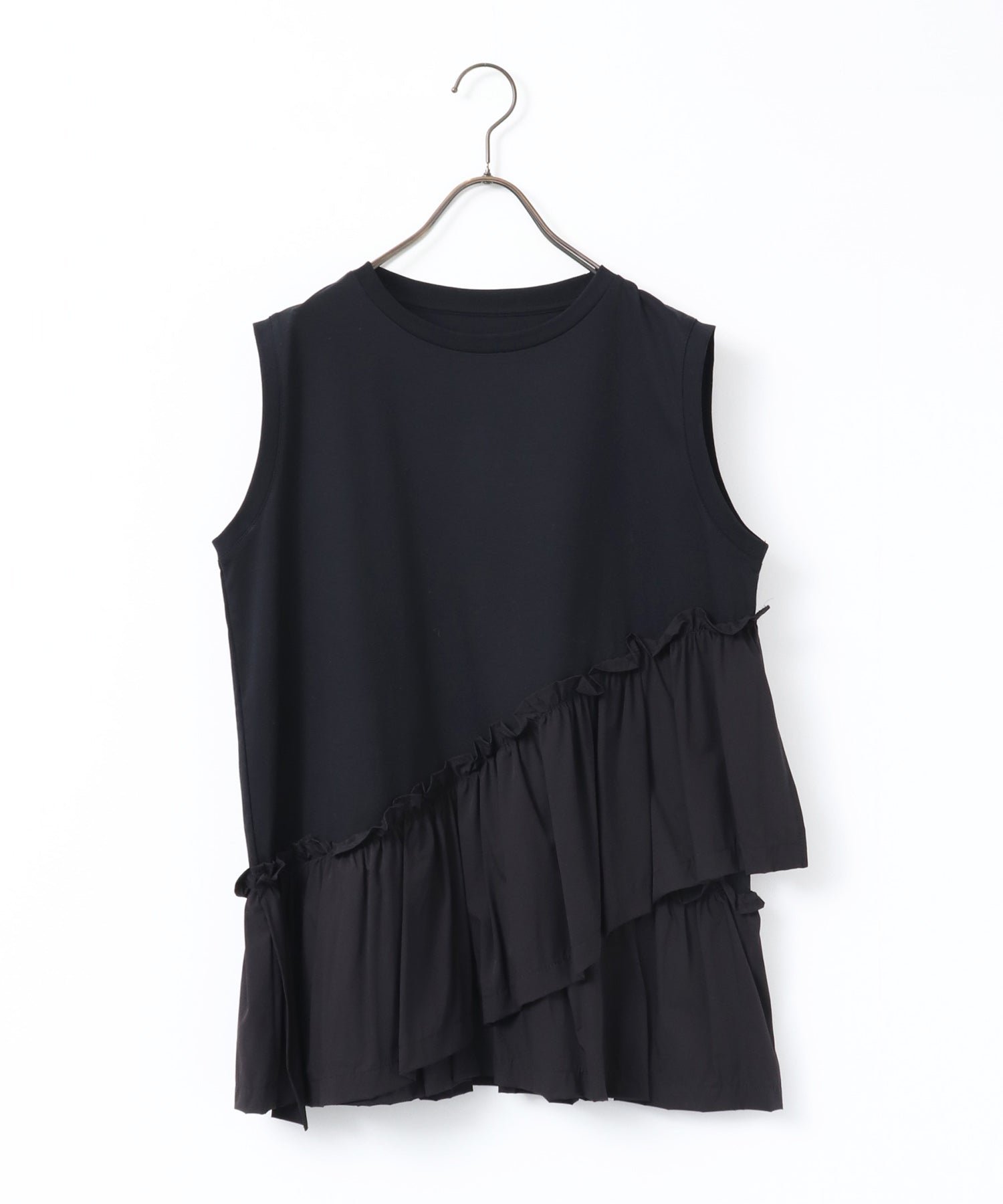 COMPACT SMOOTH ASYMMETRICAL RUFFLE TOP