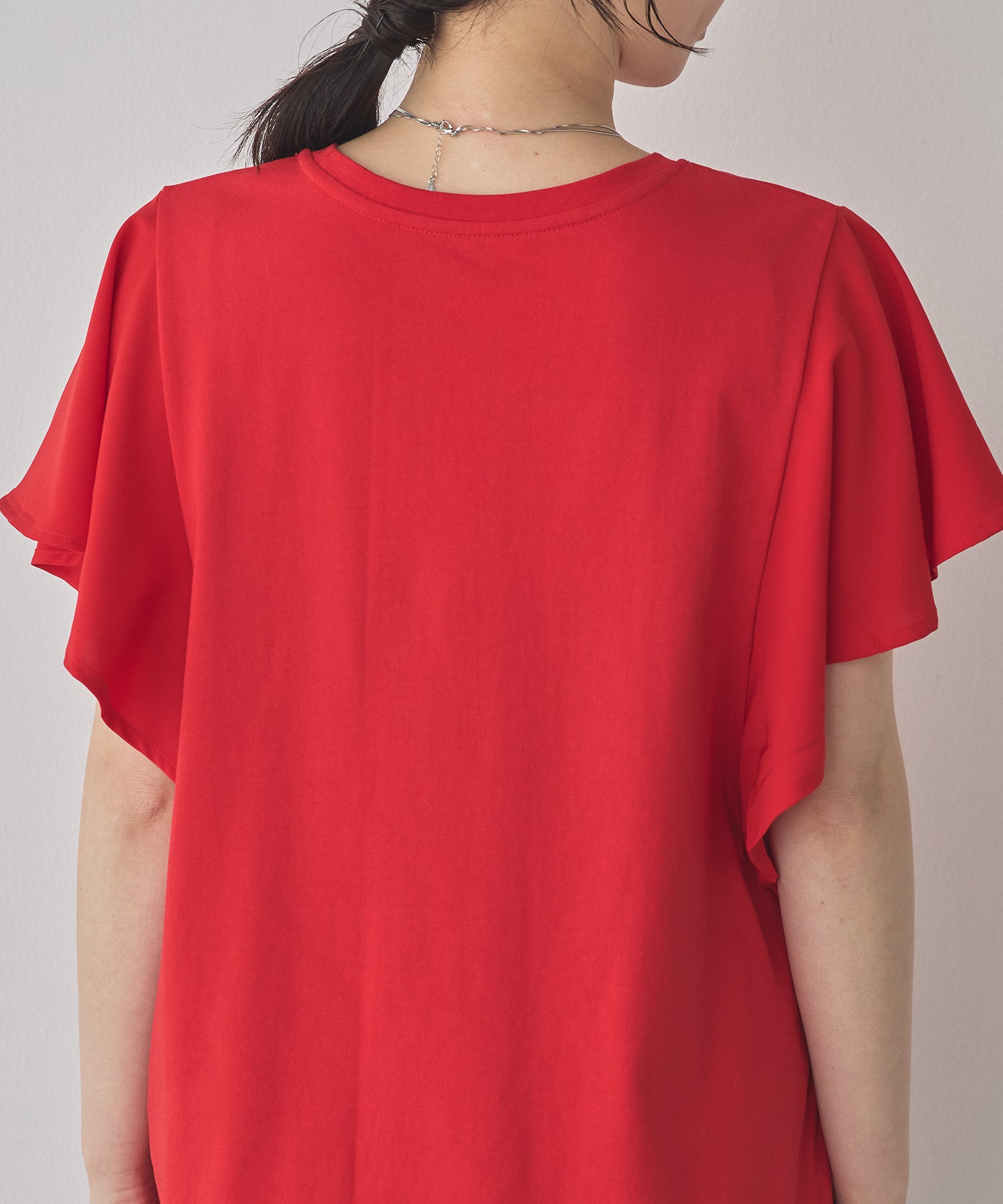 FRILLED-SLEEVE LOGO T-SHIRT