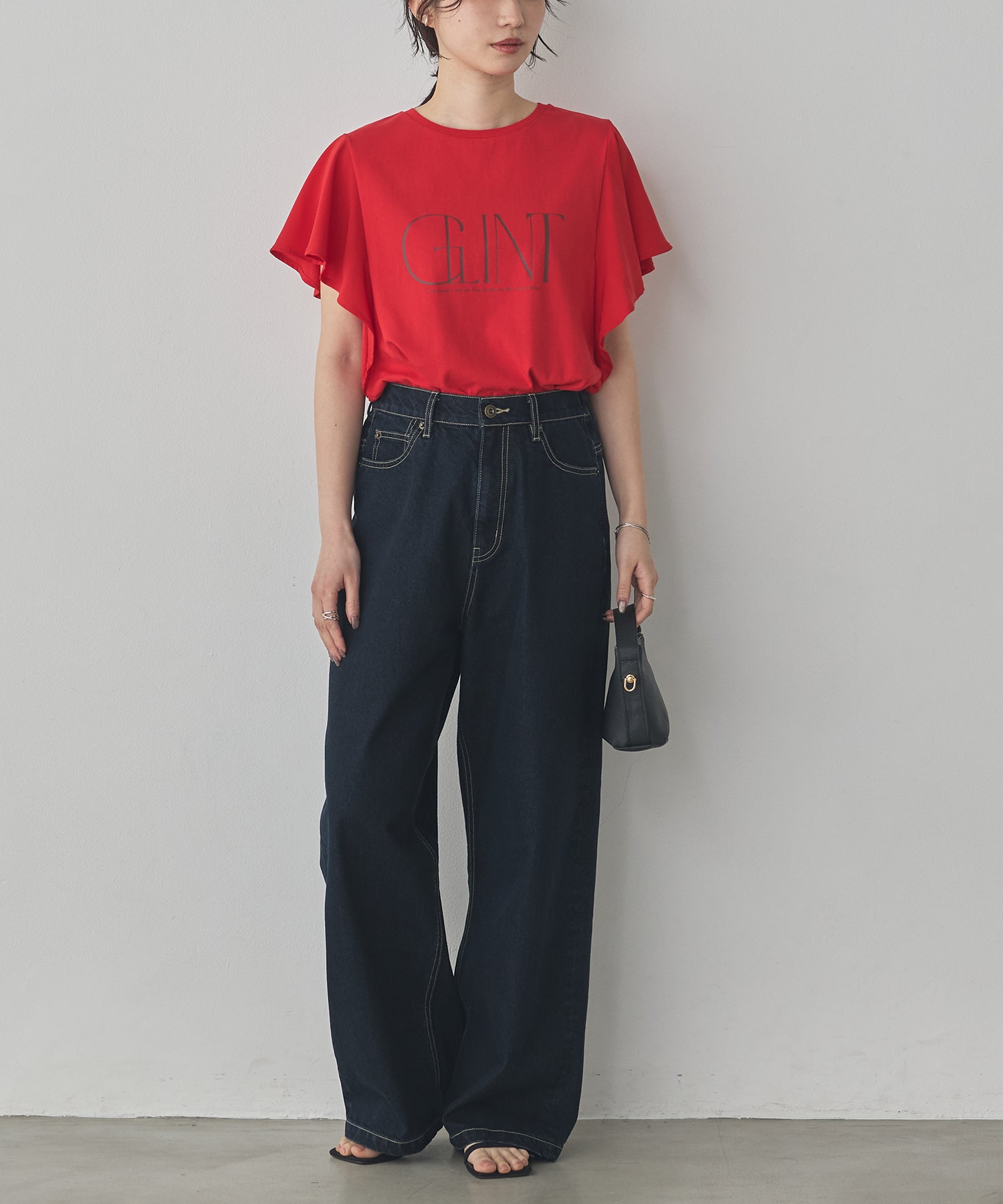 FRILLED-SLEEVE LOGO T-SHIRT