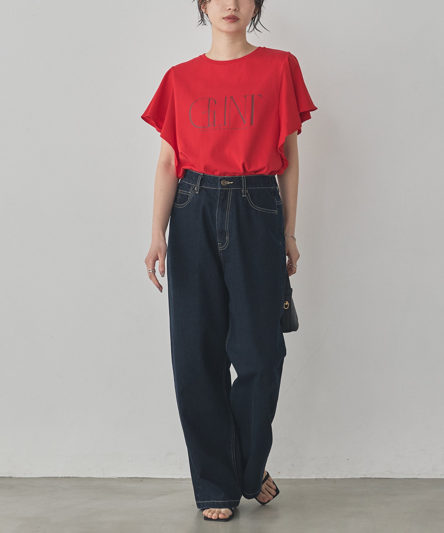 FRILLED-SLEEVE LOGO T-SHIRT