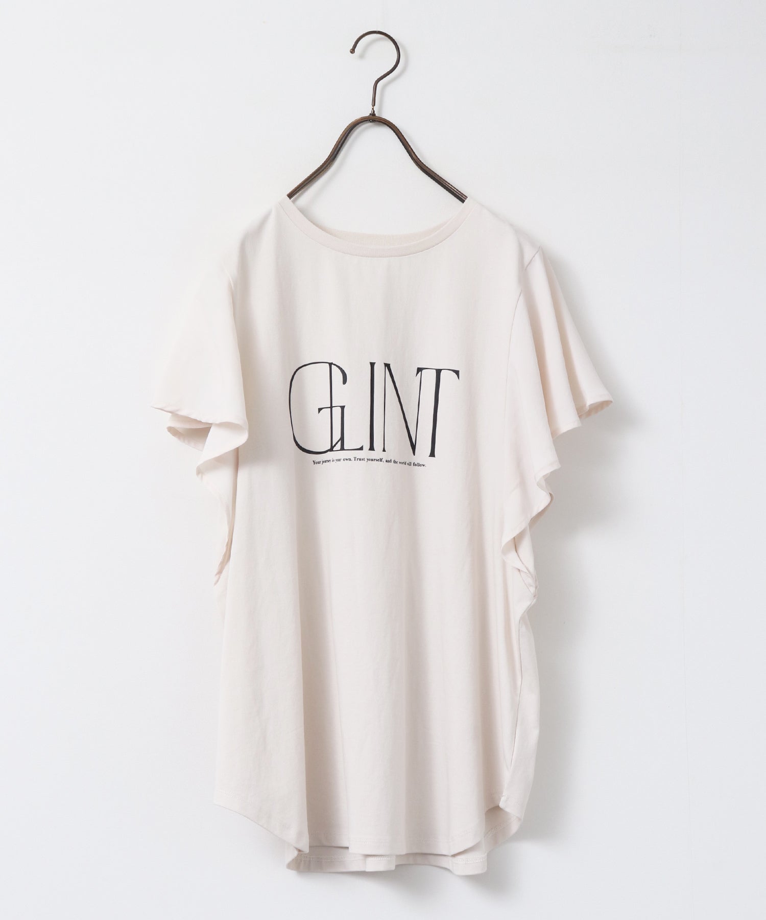FRILLED-SLEEVE LOGO T-SHIRT