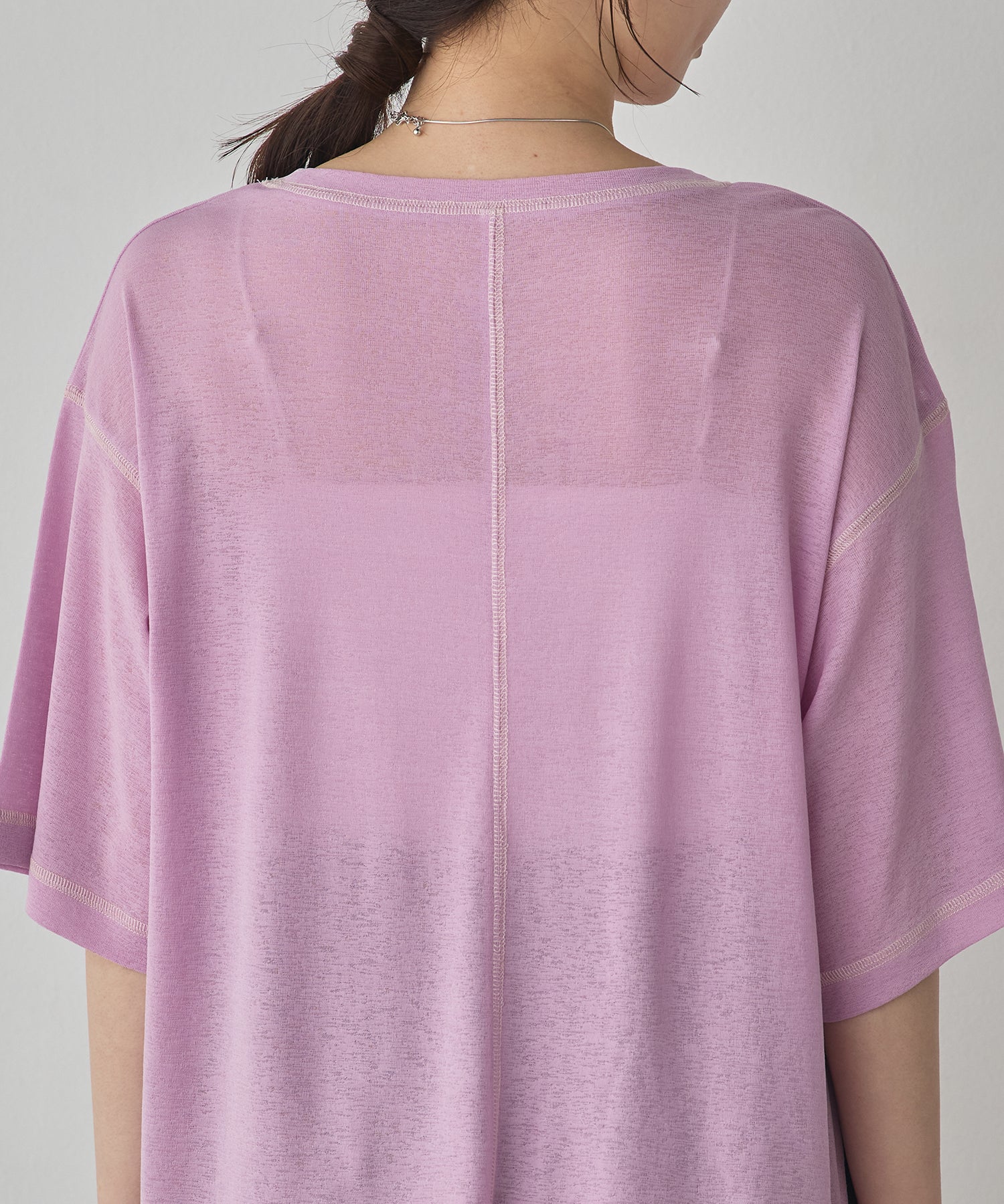 SHEER WAFFLE T-SHIRT WITH SUBTLE COLOR-BLOCKED STITCHING