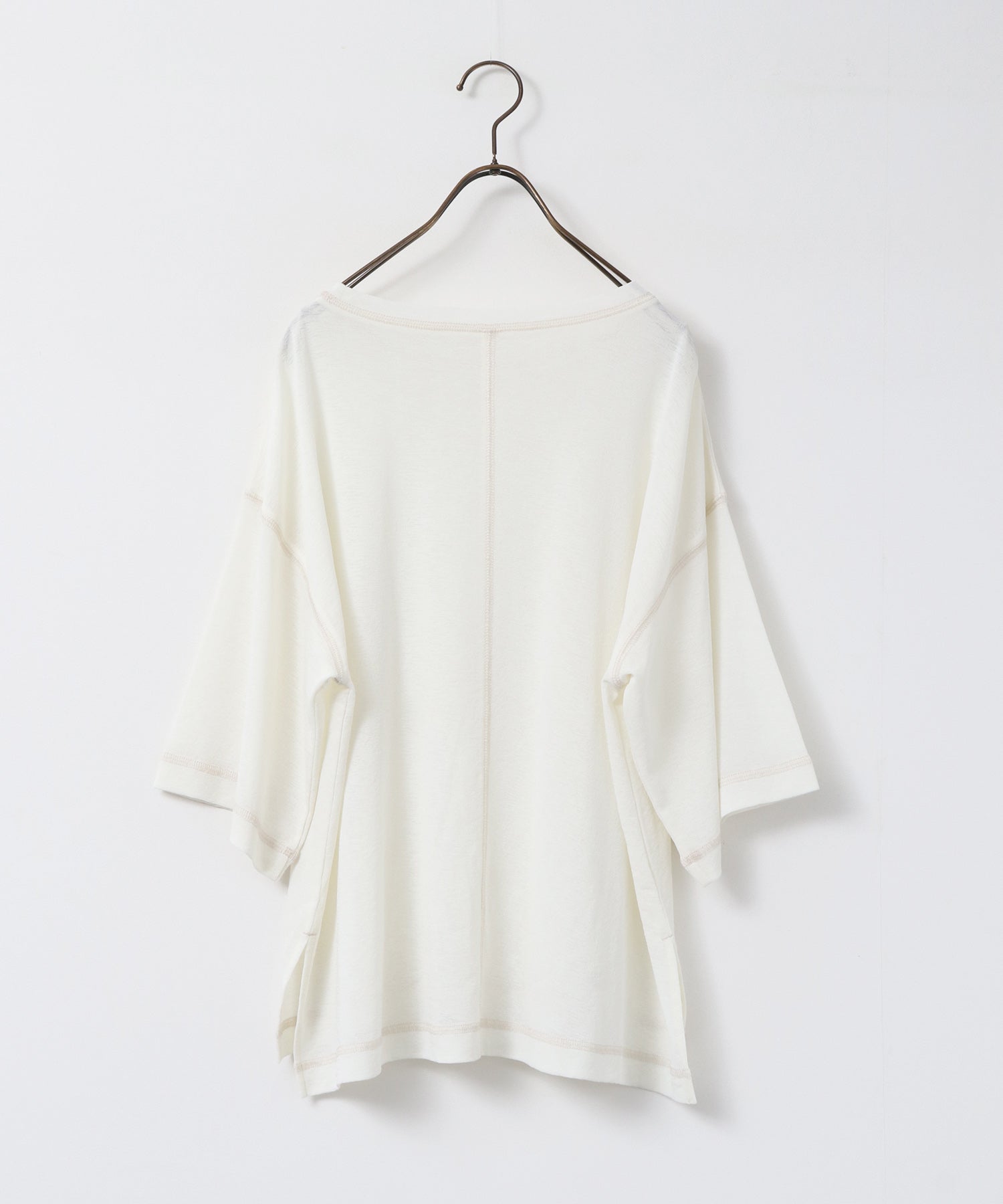 SHEER WAFFLE T-SHIRT WITH SUBTLE COLOR-BLOCKED STITCHING
