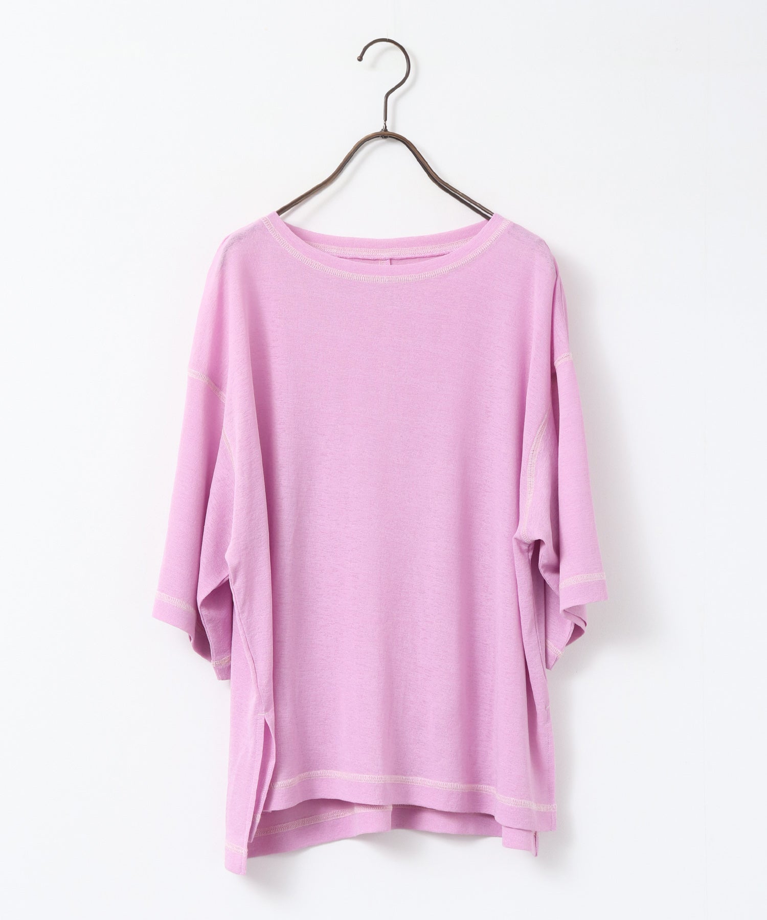 SHEER WAFFLE T-SHIRT WITH SUBTLE COLOR-BLOCKED STITCHING