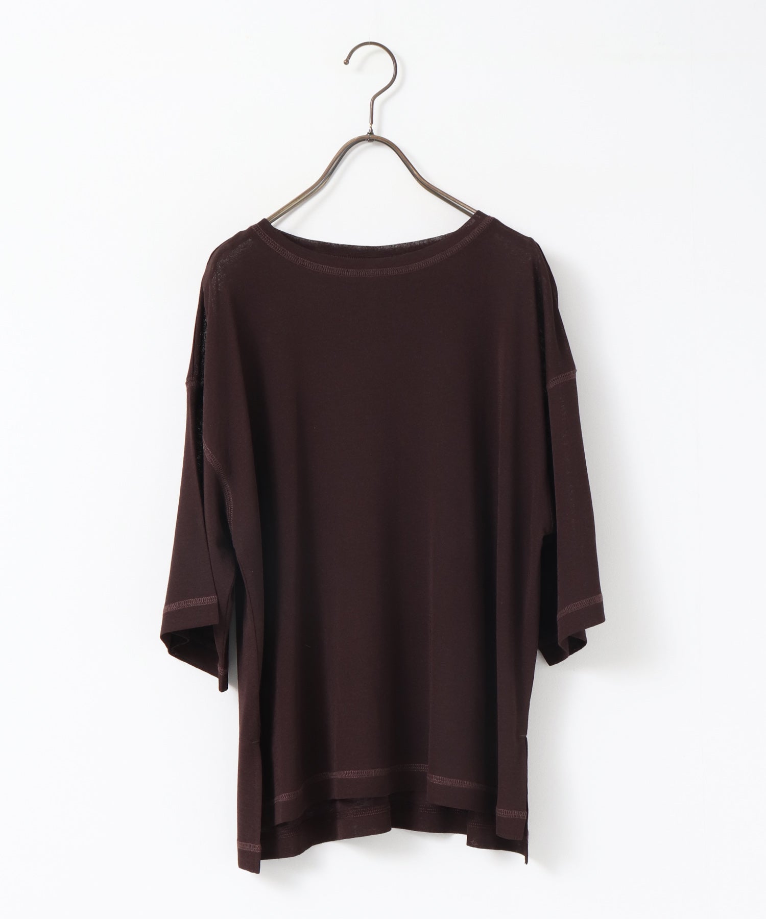 SHEER WAFFLE T-SHIRT WITH SUBTLE COLOR-BLOCKED STITCHING