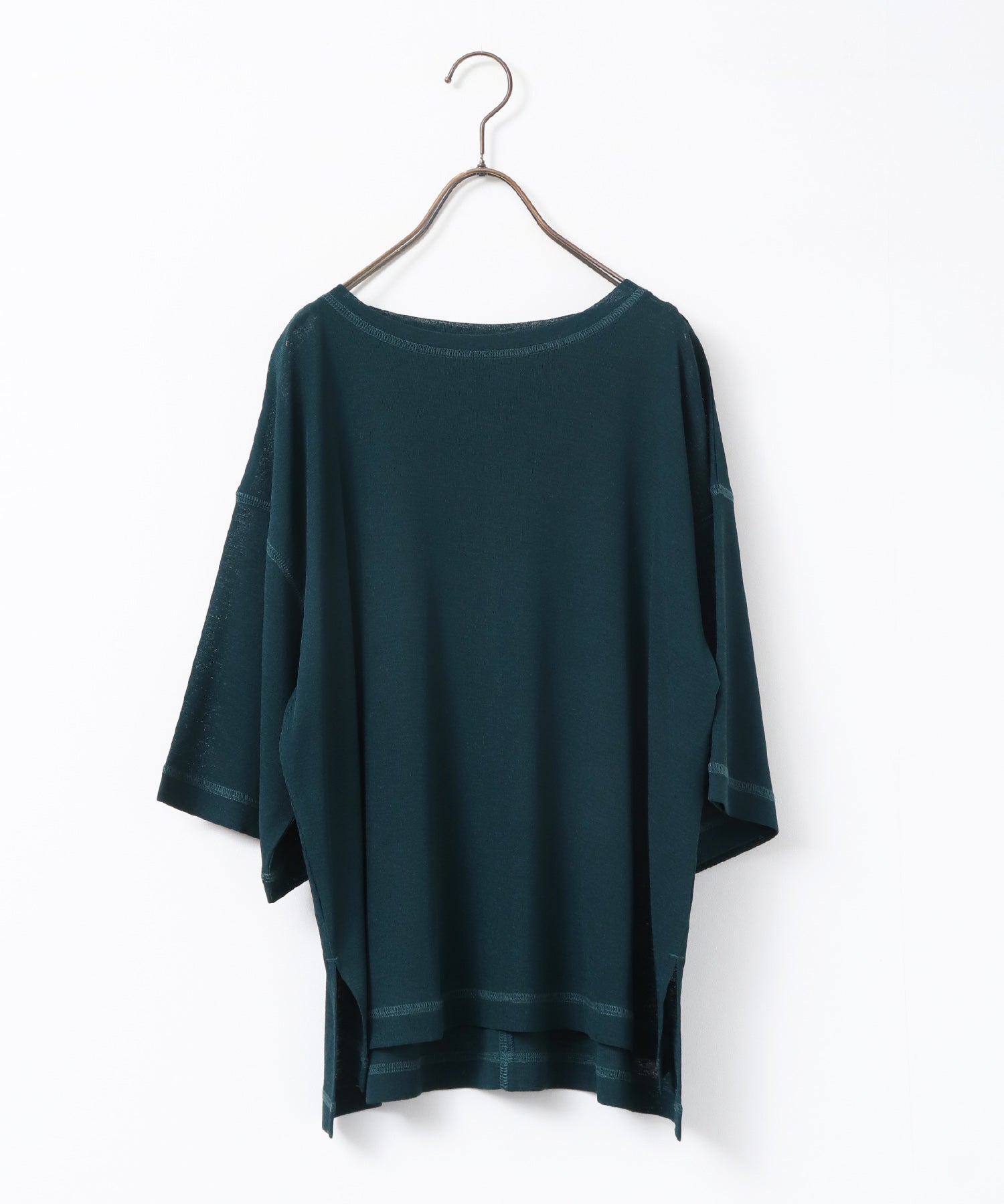 SHEER WAFFLE T-SHIRT WITH SUBTLE COLOR-BLOCKED STITCHING