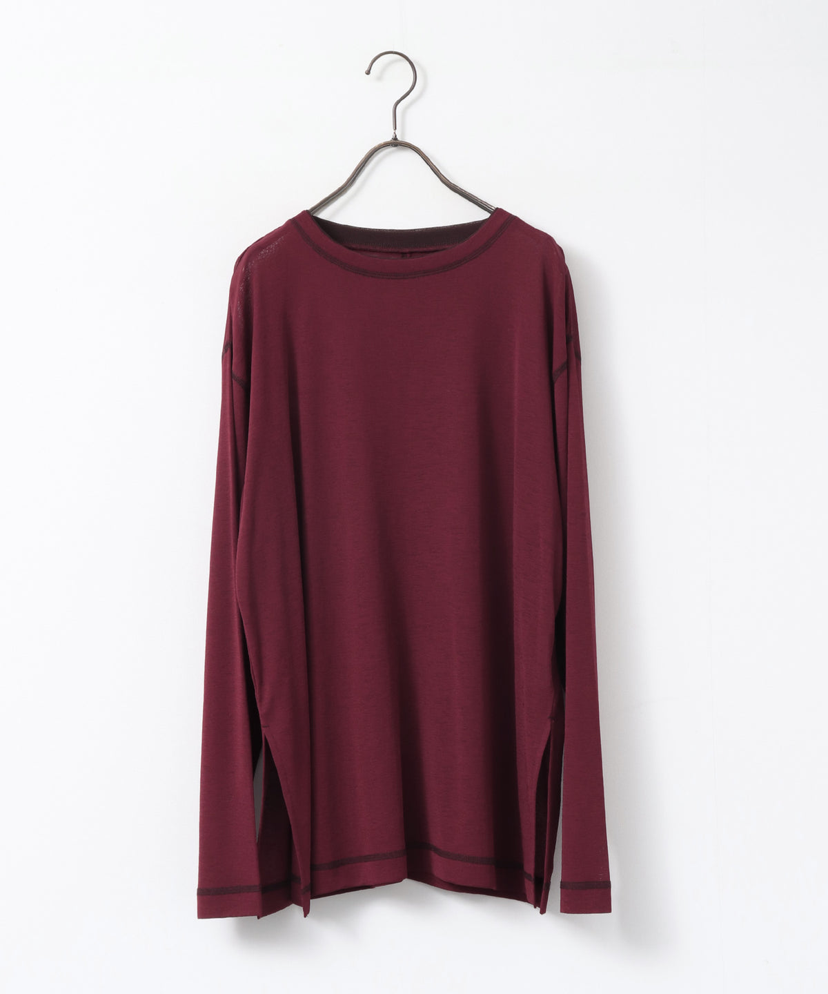 SHEER WAFFLE TOP WITH SUBTLE COLOUR-BLOCKED STITCHING