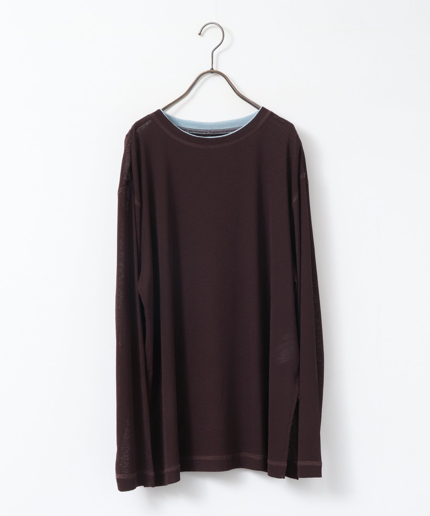 SHEER WAFFLE TOP WITH SUBTLE COLOUR-BLOCKED STITCHING