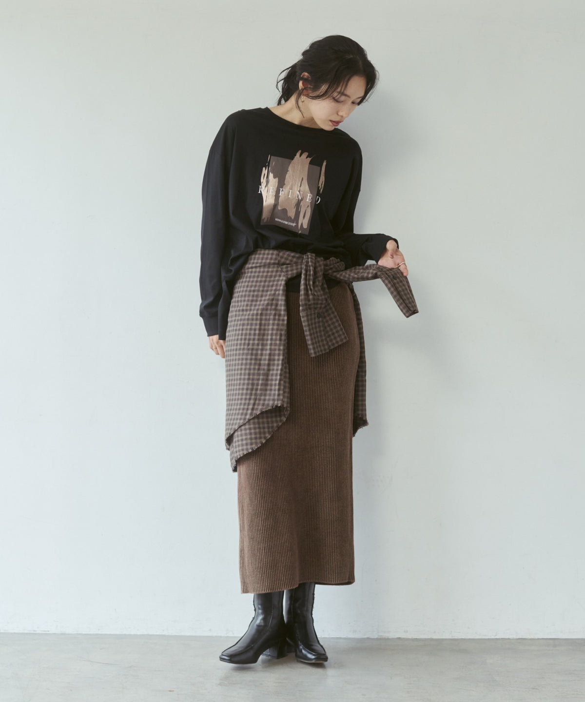 FOIL-PRINTED LONG-SLEEVE T-SHIRT
