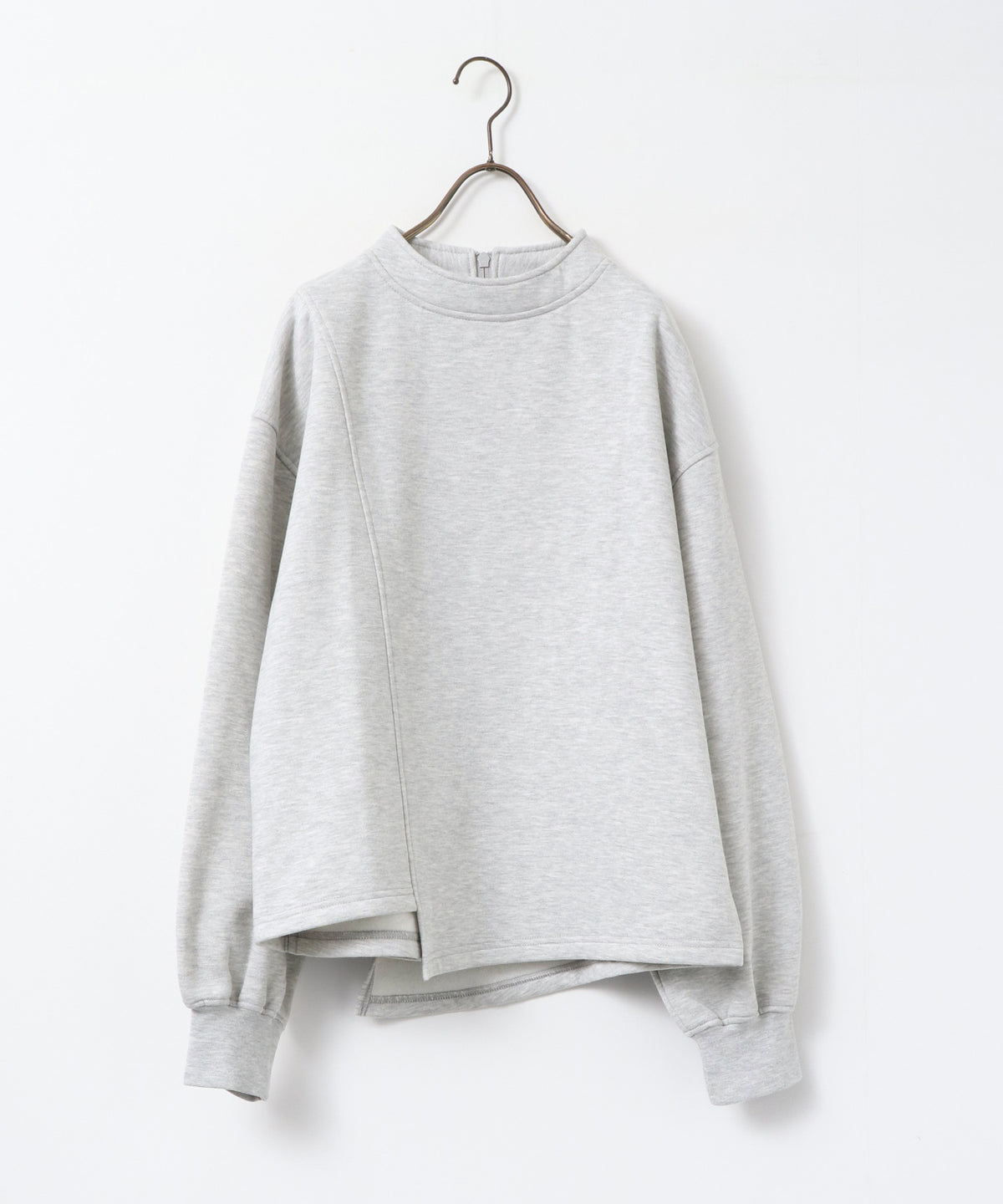 ASYMMETRICAL-DESIGN FLEECE-LINED SWEAT