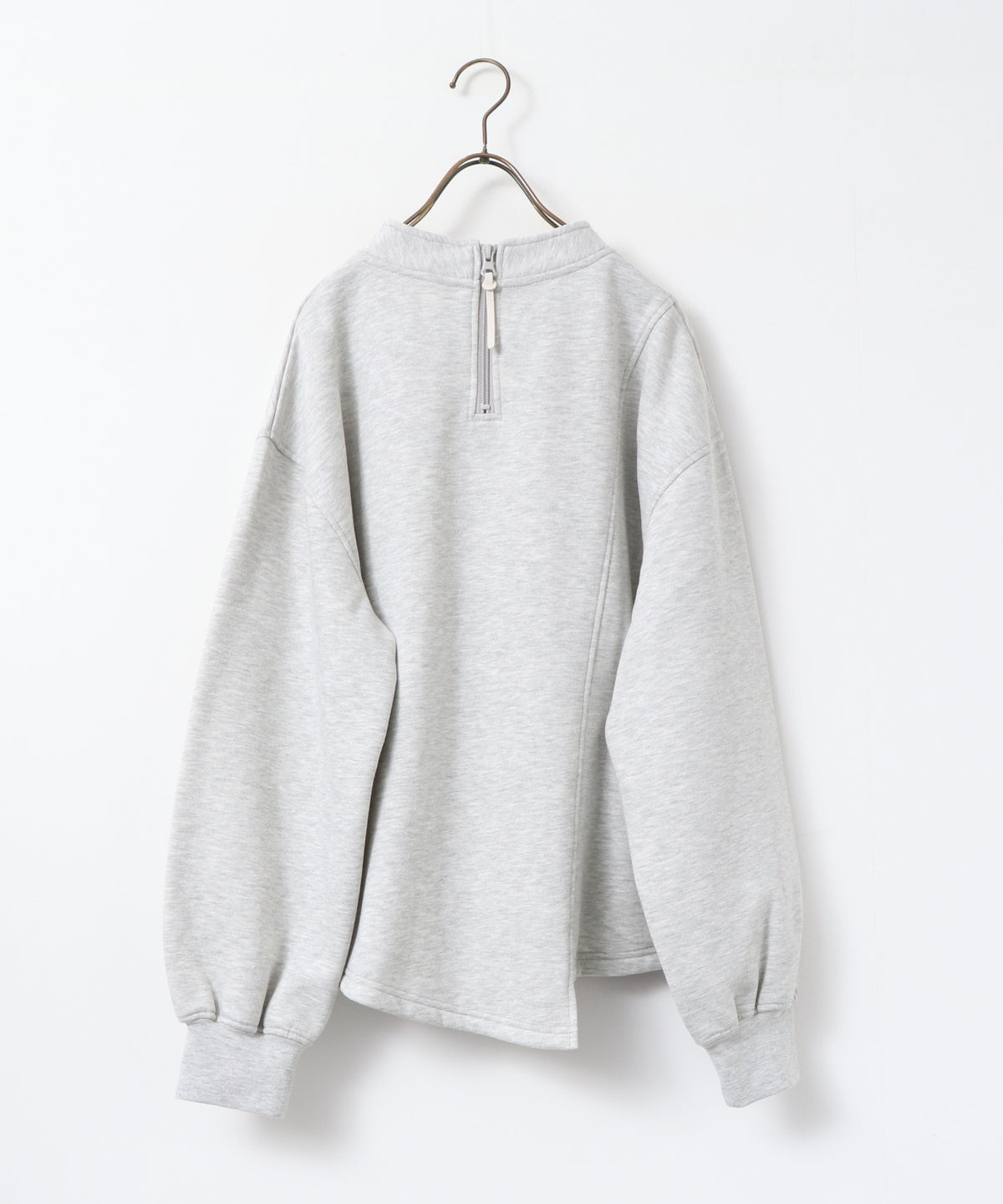 ASYMMETRICAL-DESIGN FLEECE-LINED SWEAT