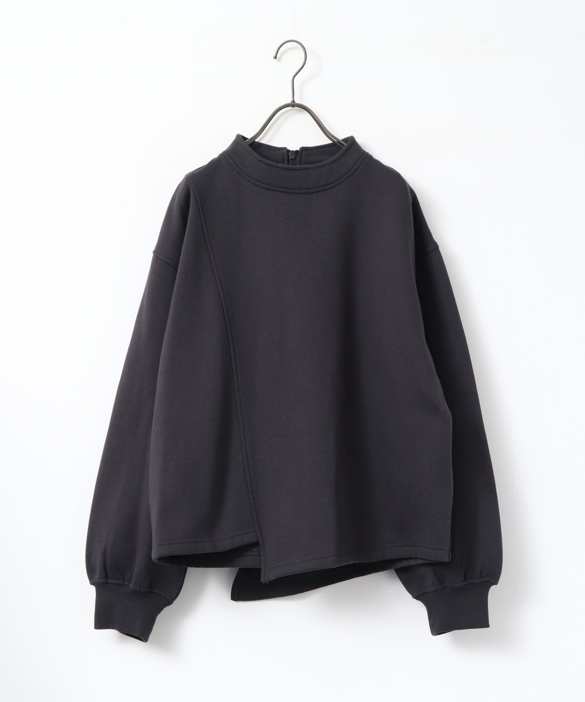 ASYMMETRICAL-DESIGN FLEECE-LINED SWEAT