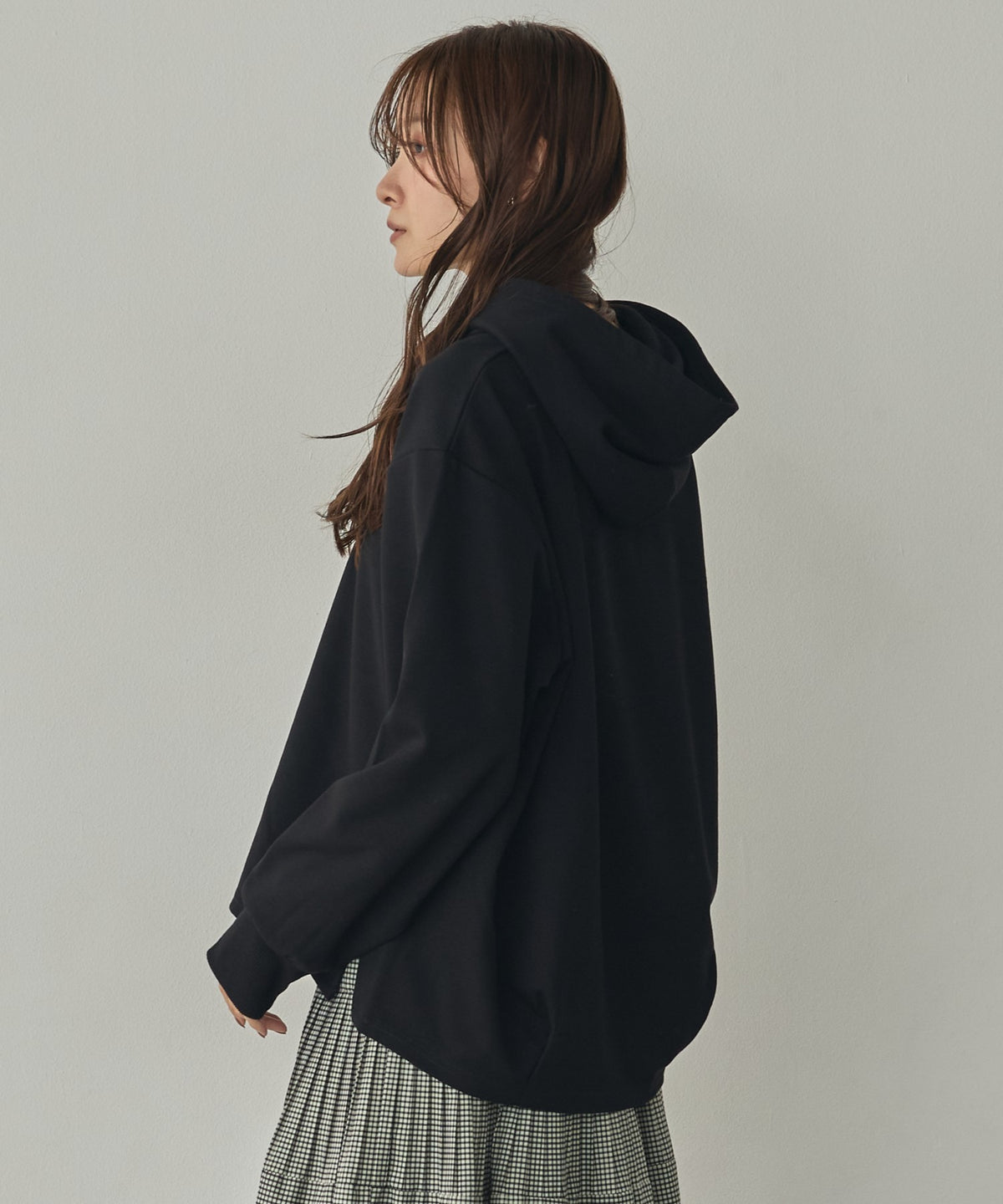 BRUSHED-LINING, SIDE-SLIT, FLOWY HOODIE