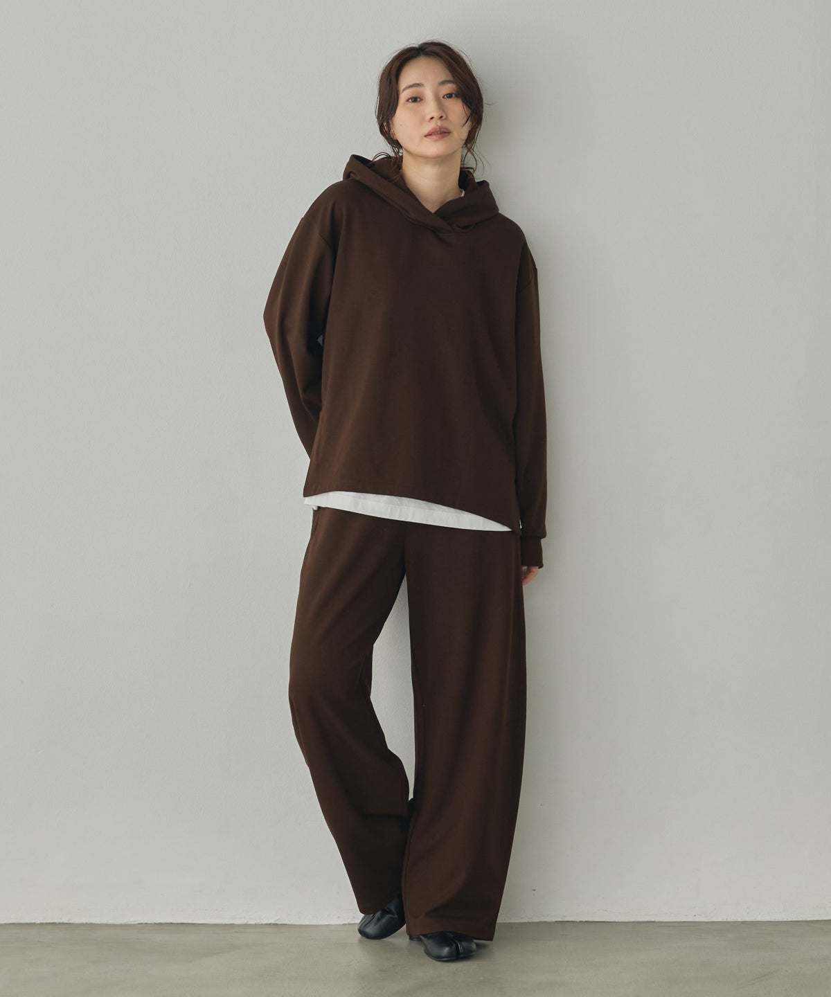 BRUSHED-LINING, SIDE-SLIT, FLOWY HOODIE