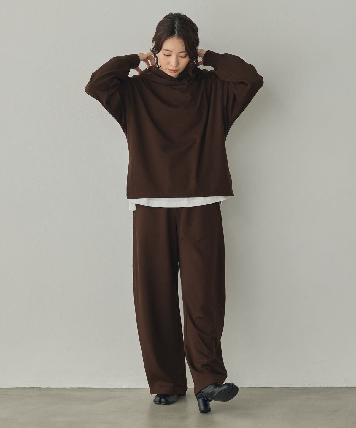 BRUSHED-LINING, SIDE-SLIT, FLOWY HOODIE