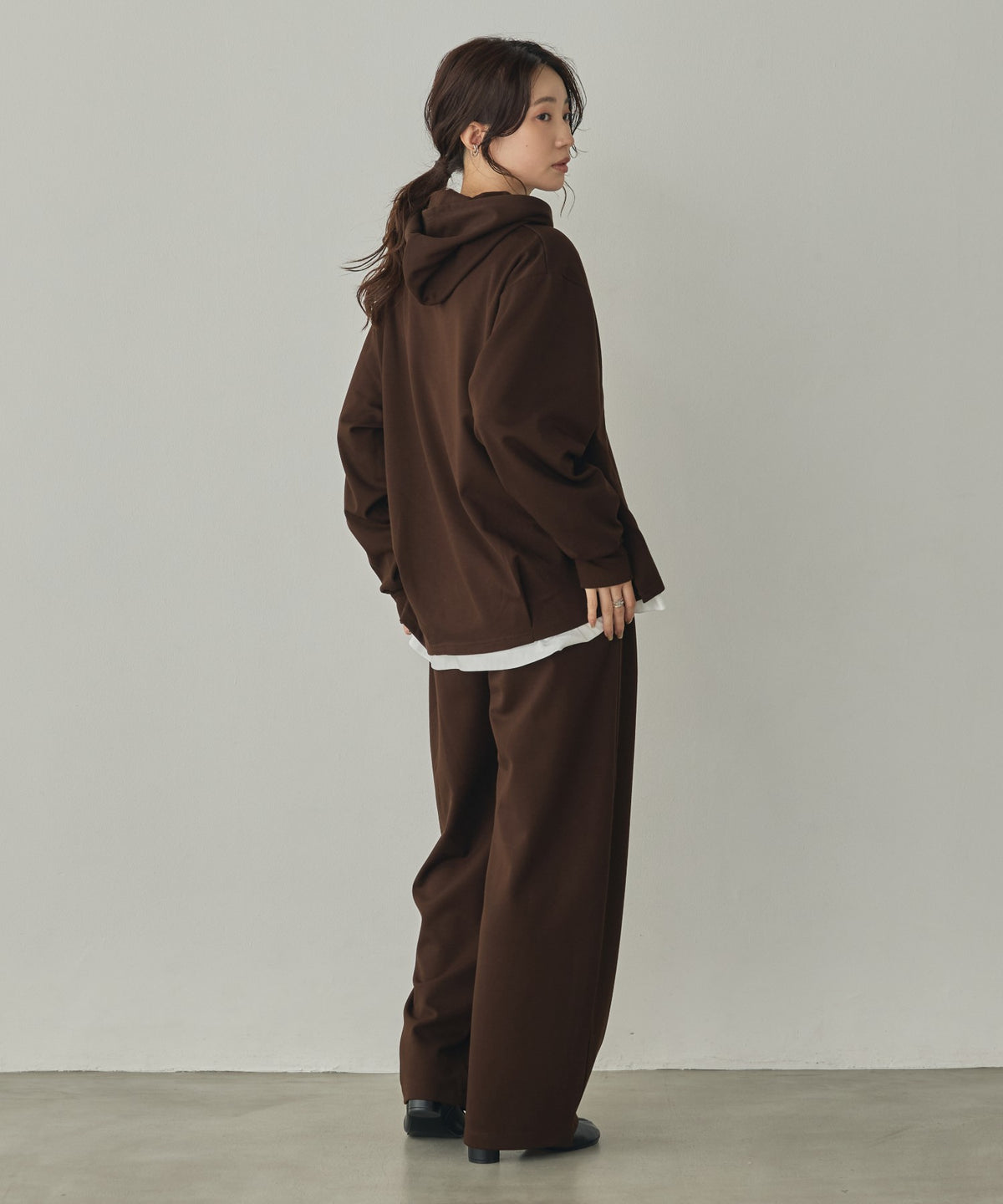 BRUSHED-LINING, SIDE-SLIT, FLOWY HOODIE