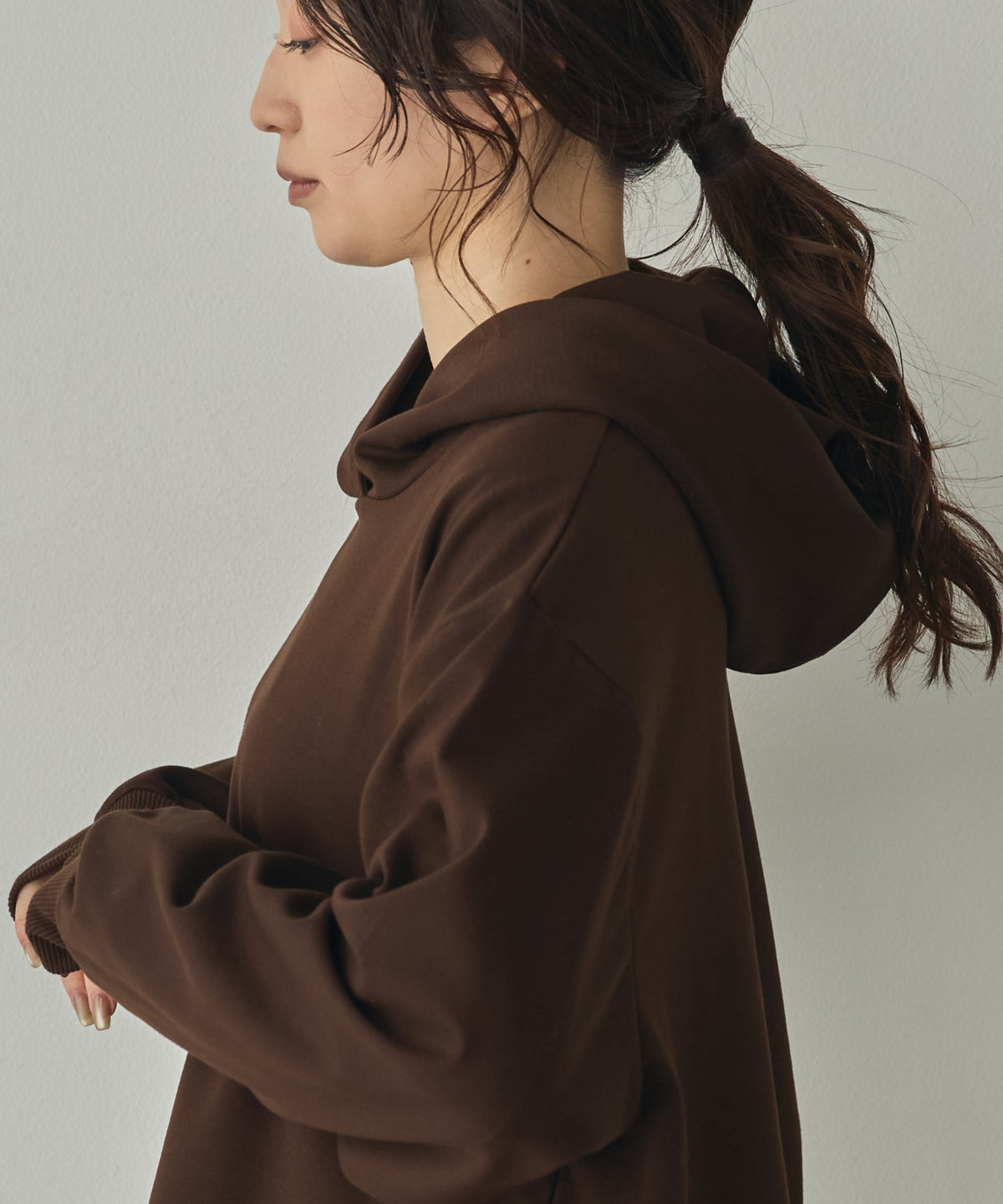 BRUSHED-LINING, SIDE-SLIT, FLOWY HOODIE
